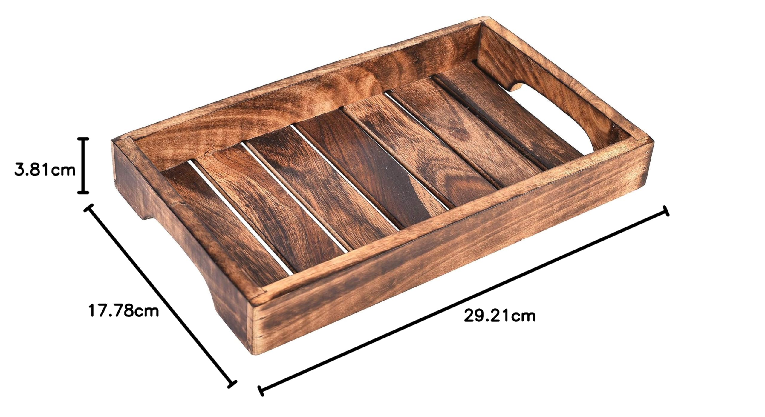 Premium Handcrafted Wooden Serving Tray for Food & Drinks - Natural Brown Rectangular Serving Board | Perfect for Restaurants, Dining Tables, Kitchen Use, Breakfast in Bed, and Elegant Entertaining