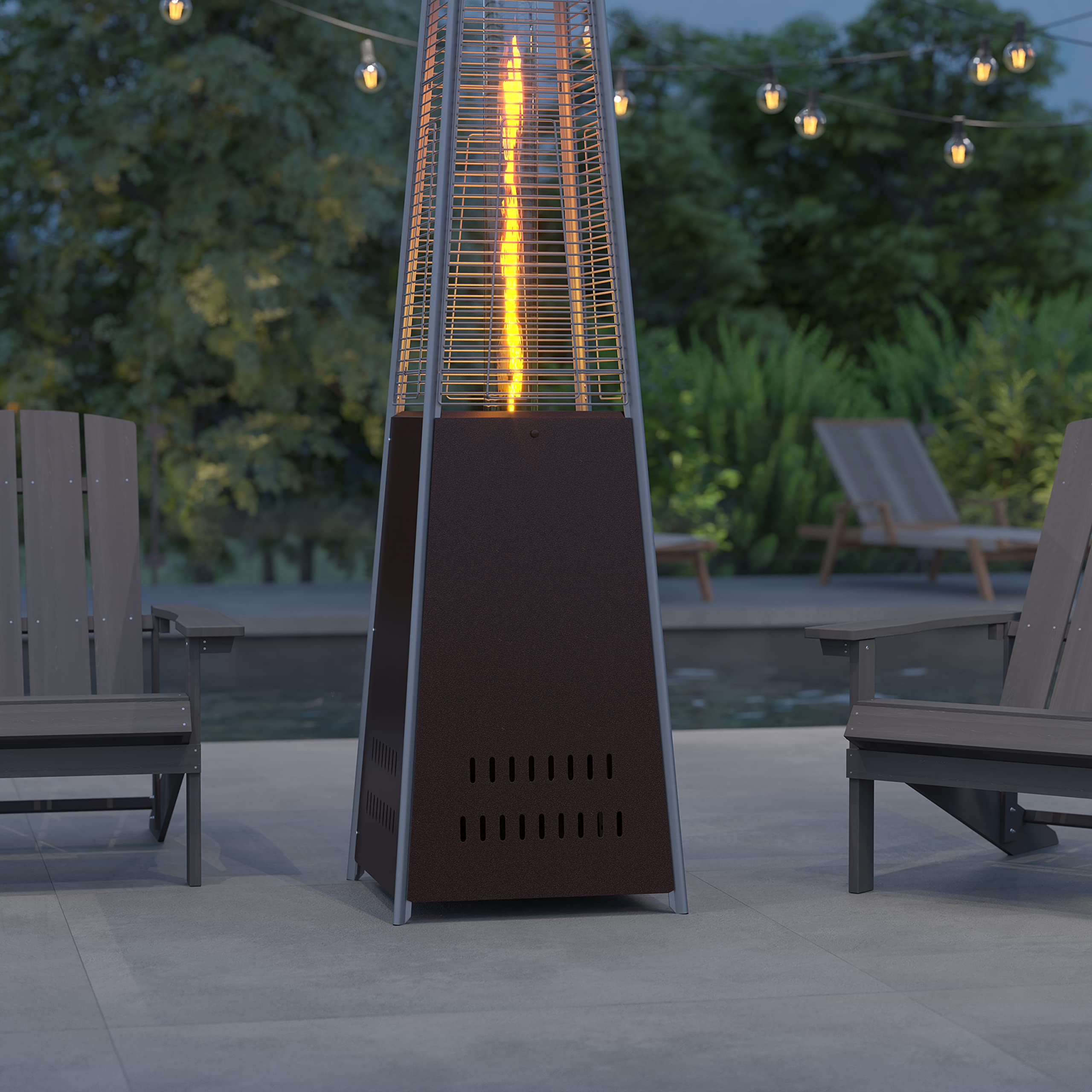Merrick Lane 7.5ft Bronze Pyramid Outdoor Patio Heater - Portable Standing Heater for Backyard, Deck & Garden - Weather-Resistant Heating Solution for Cold Evenings