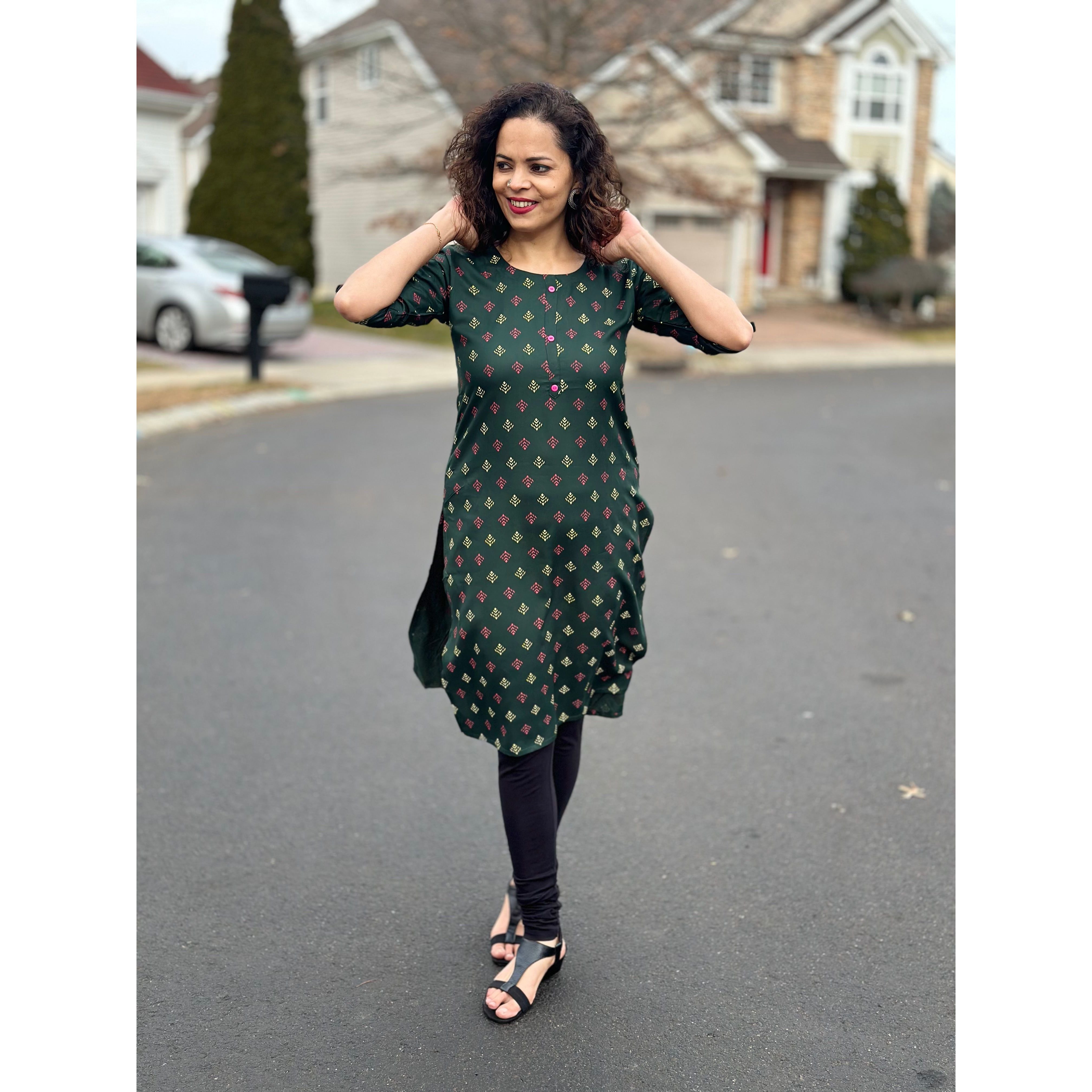 Stylish Green Printed Kurta for Women - Khushboo Collection | Perfect for Festivals, Weddings & Casual Wear