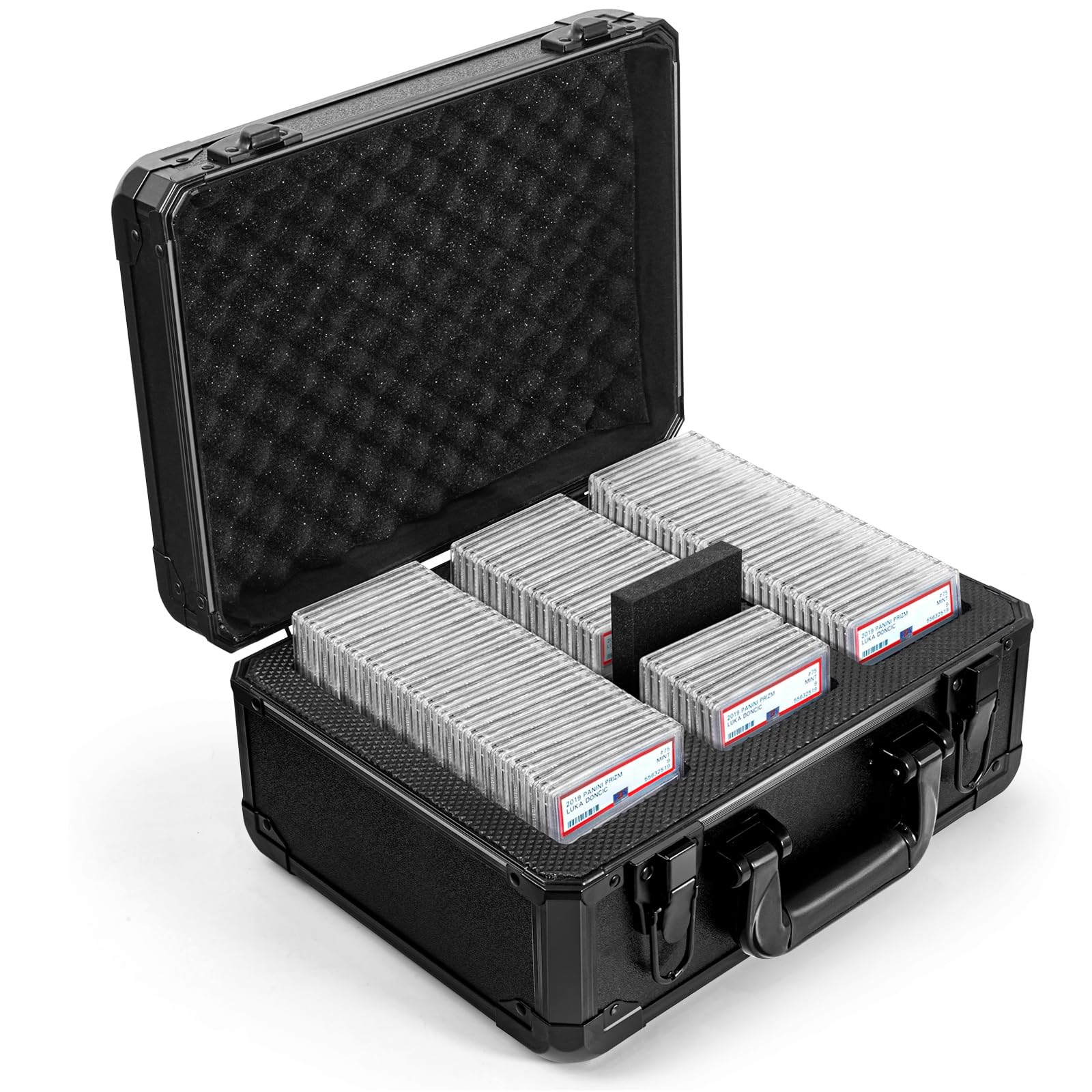 CollectHall Graded Card Storage Box - Aluminum Trading Card Display Case for PSA/BGS Slabs, Sports Card Protector with Secure Lock (Black) - Perfect for Collectors, Card Shows & Home Display