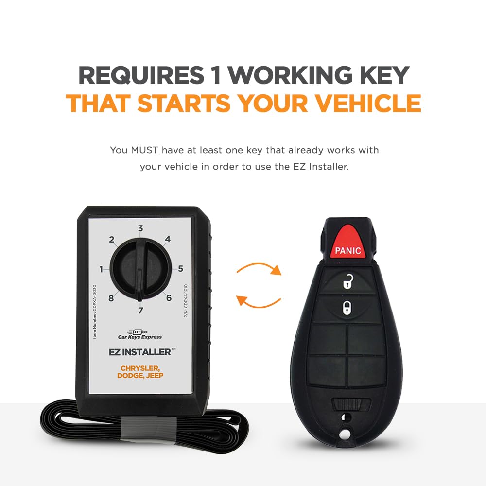 Car Keys Express Simple Key Programmer with Interchangeable 4-Button Keypad - Key Replacement Kit for Chrysler Dodge Jeep Ram Volkswagen - Perfect for DIY Key Programming & Vehicle Security