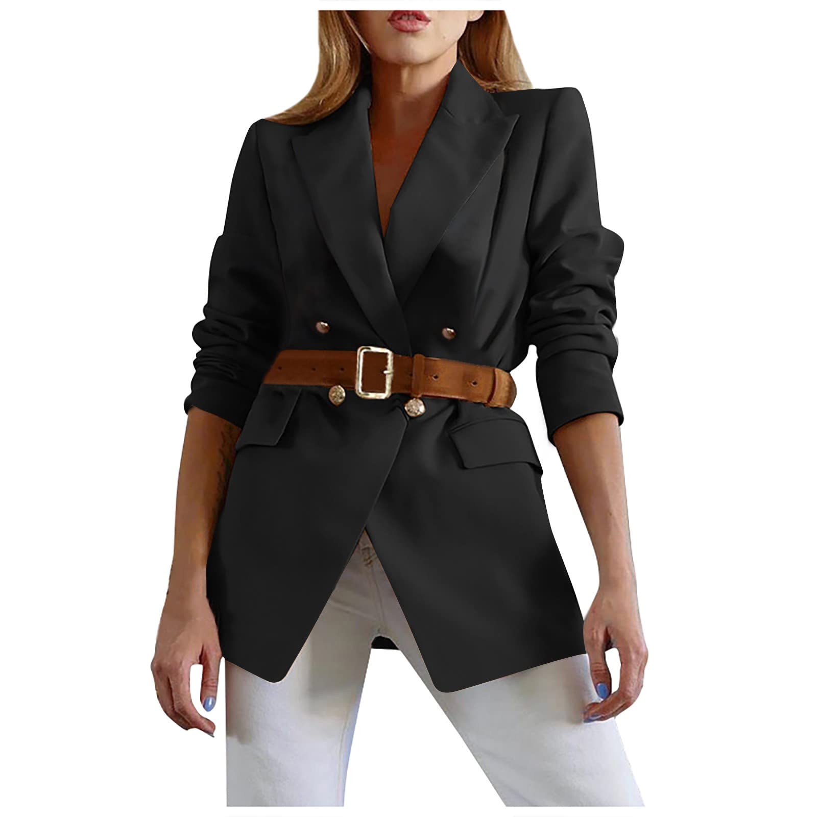 UODSVP Women's Winter Coat - Warm Autumn & Winter Jacket with Long Sleeves, Solid Color Button Down Work Jacket for Office & Casual Outfits | Perfect for Business, Commuting & Daily Wear
