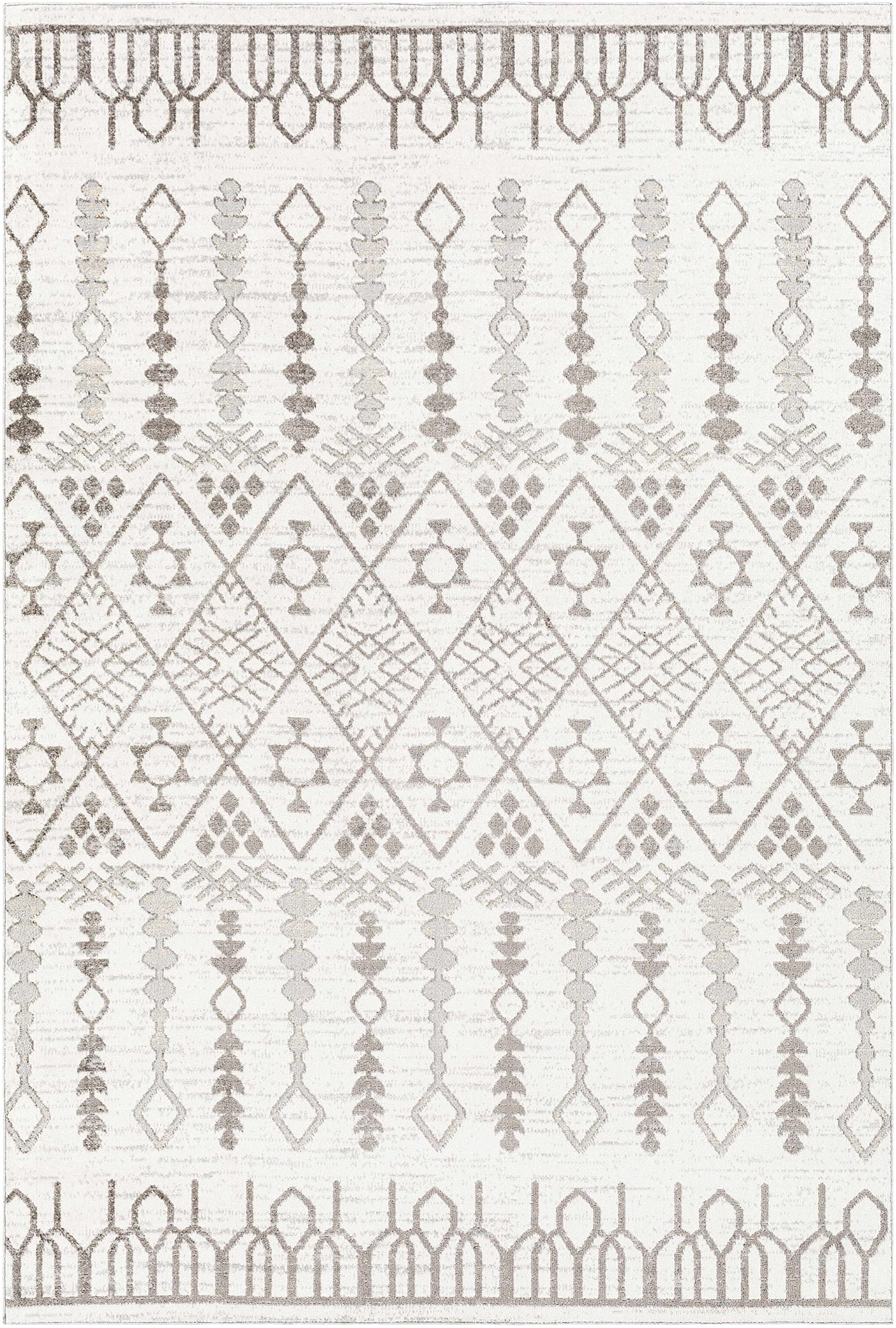 Hauteloom Bantog Machine Washable Area Rug for Living Room & Bedroom - Soft Brown & Gray Modern Design - 6'7