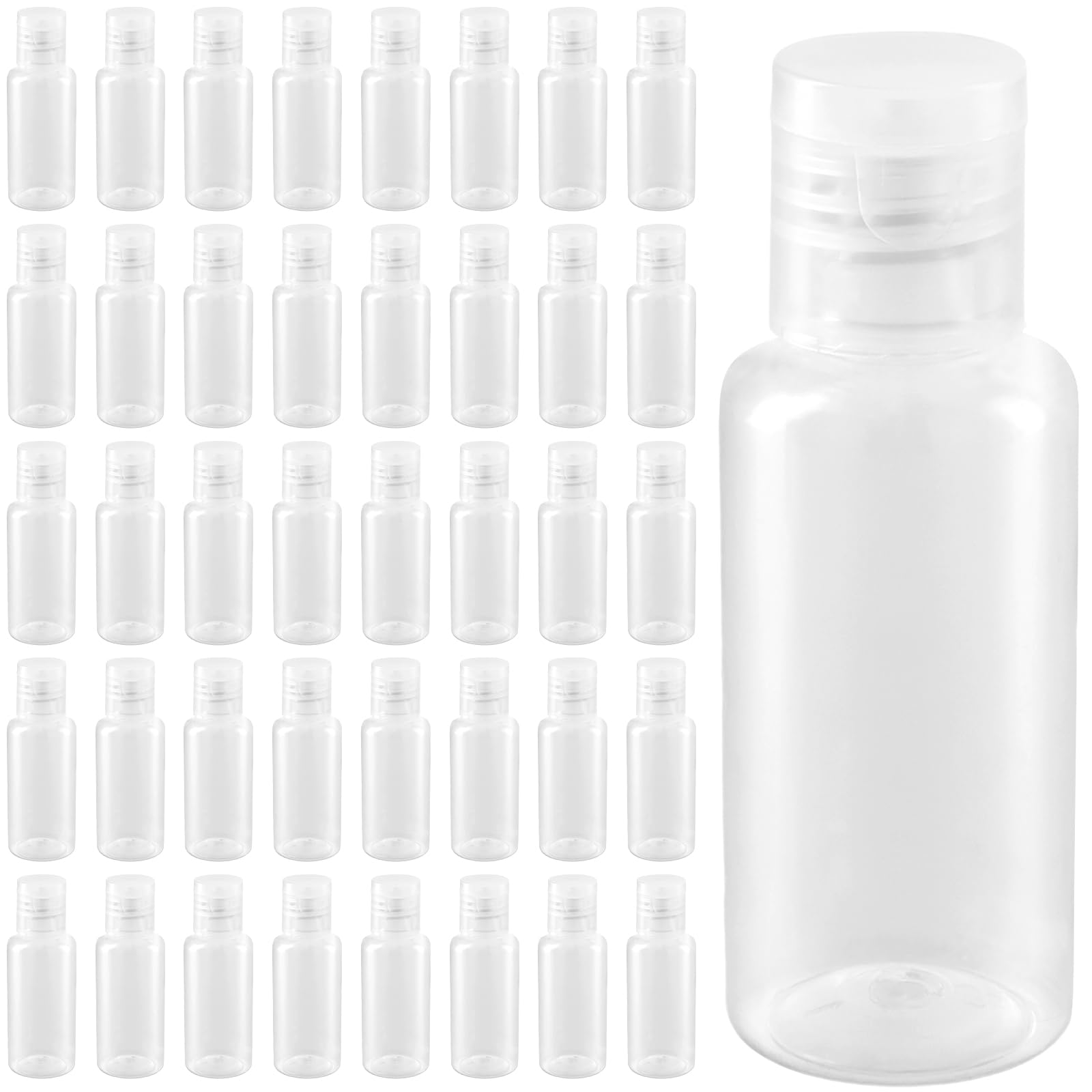 PINGEUI 100 Pack 1oz/30ml Clear Plastic Empty Bottles with Flip Cap - Leak Proof Refillable Travel Size Containers for Toiletries, Cosmetics, Liquids | Perfect for Air Travel, Gym, Camping & Daily Use