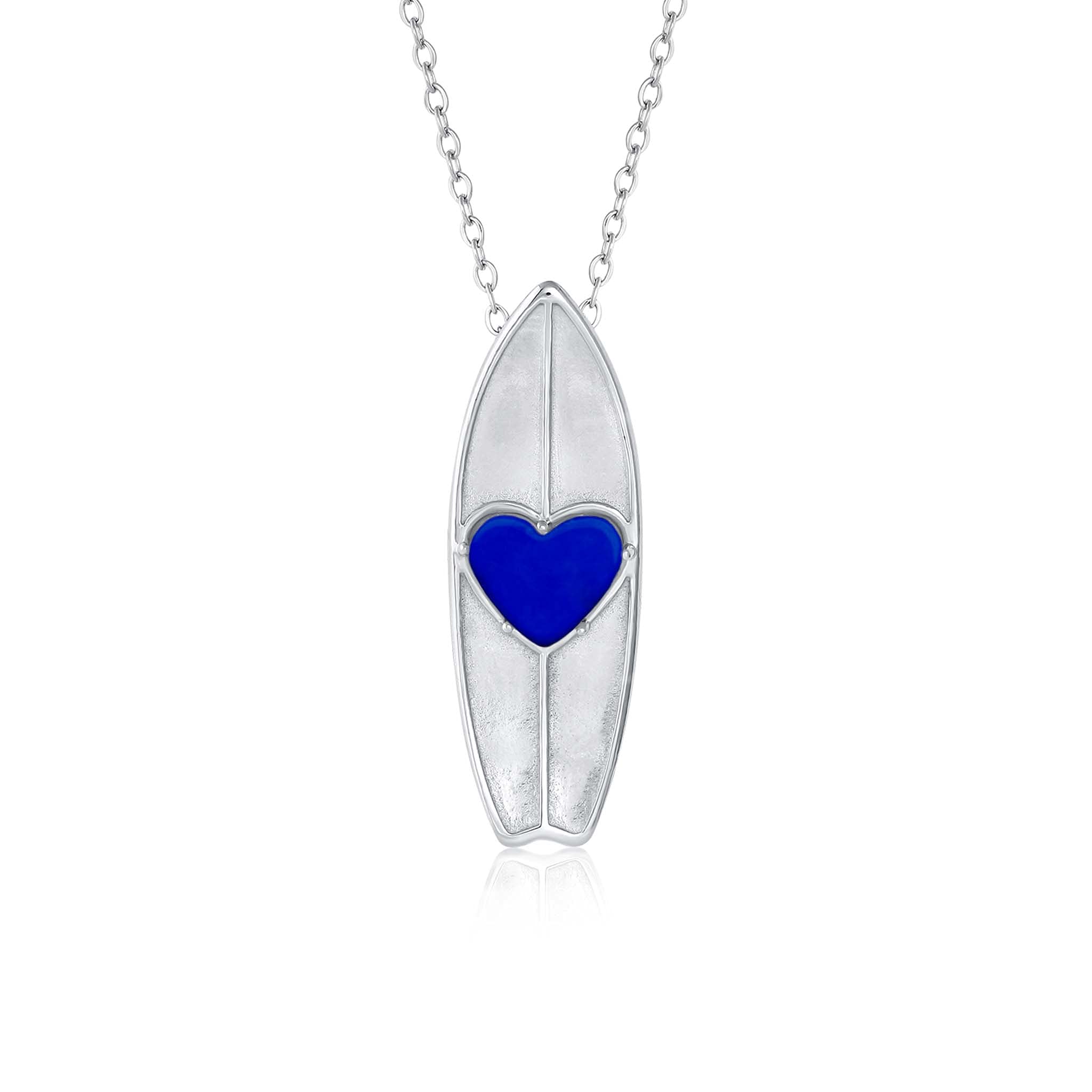 SEPTEMBER Birthstone Sapphire Surfboard Necklace - Sterling Silver Surf Jewelry for Women | Perfect Surfing Gift, Beach Vacation Accessory & Everyday Boho Style