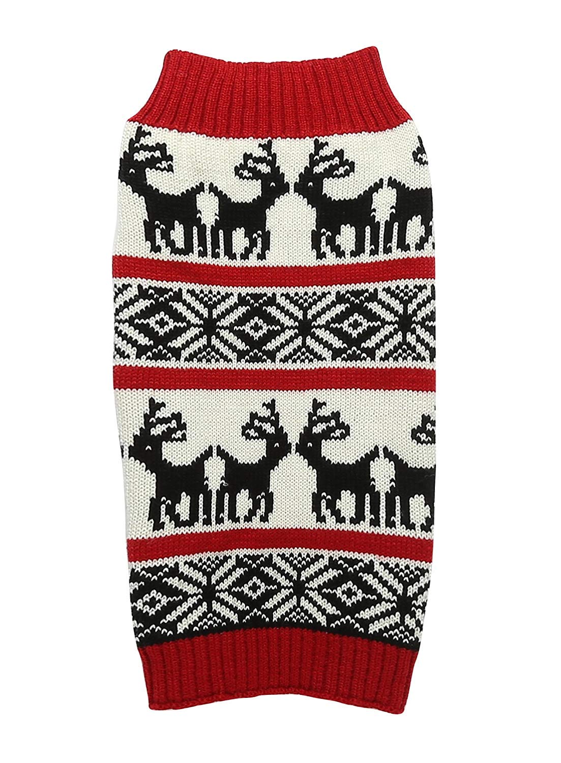 Vintage Knit Ugly Christmas Dog Sweater - Reindeer Holiday Festive Pet Apparel for Small Dogs (Back 12