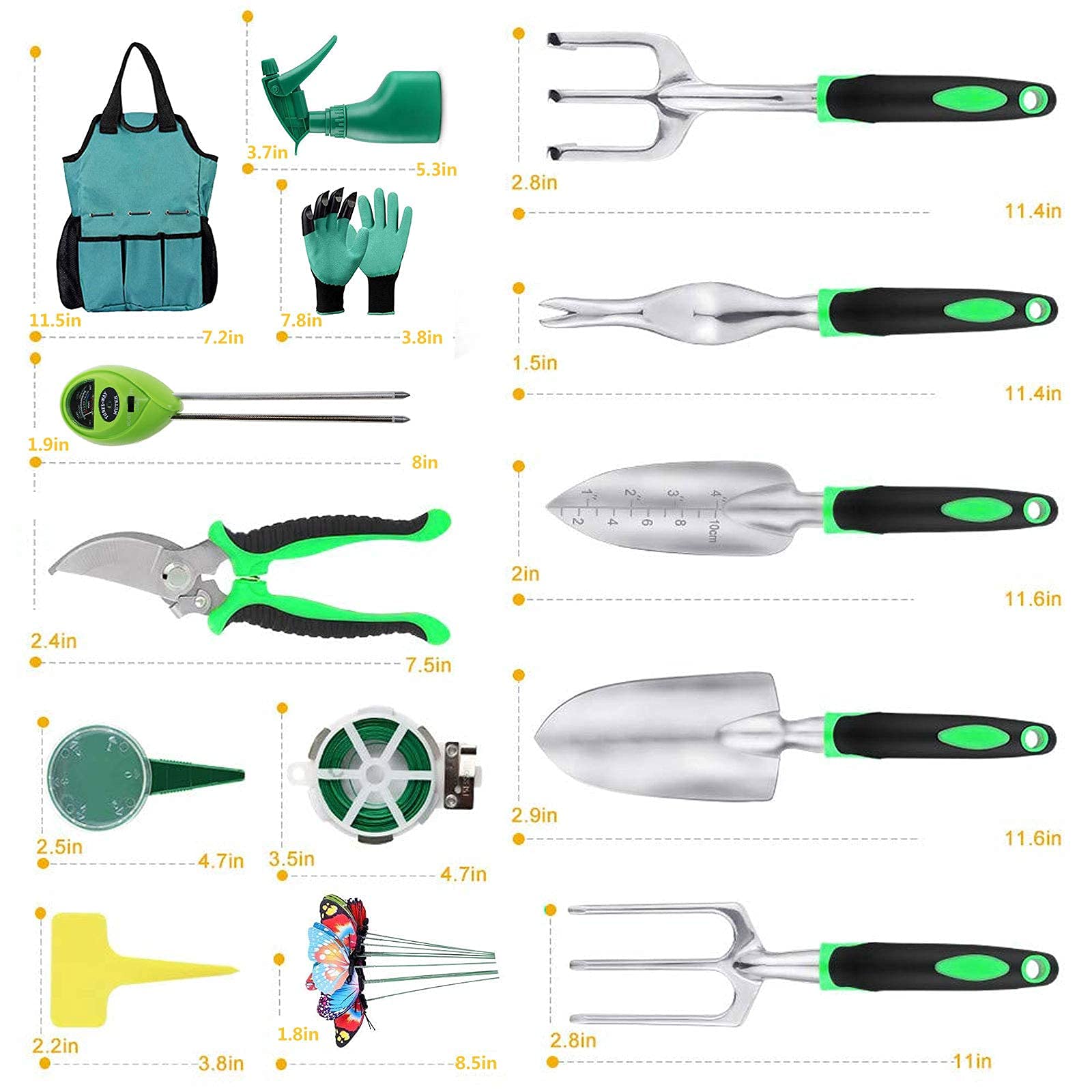 28-Piece CZX Heavy Duty Garden Tool Set with 3-in-1 Soil Moisture Meter, Aluminum Pruning Shears & Storage Bag - Perfect Gardening Gift for Men & Women - Ideal for Home Gardening, Landscaping & Outdoor Planting