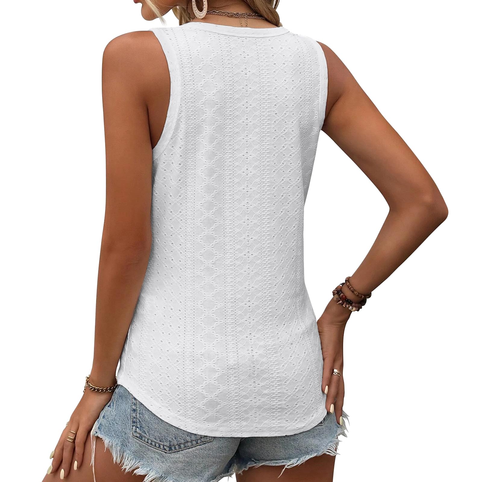 Women's V-Neck Short Sleeve Embroidered Blouse - Casual Loose Fit Tunic Top for Summer - Perfect for Office, Date Night & Weekend Outings