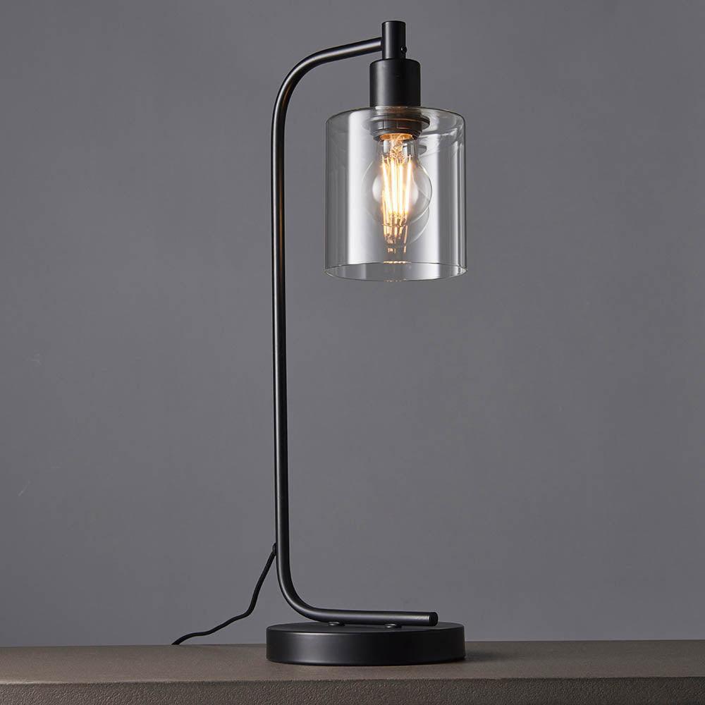 Endon Toledo Modern Black Table Lamp - 1 Light Bedside Desk Lamp for Living Room, Bedroom, or Office Decor