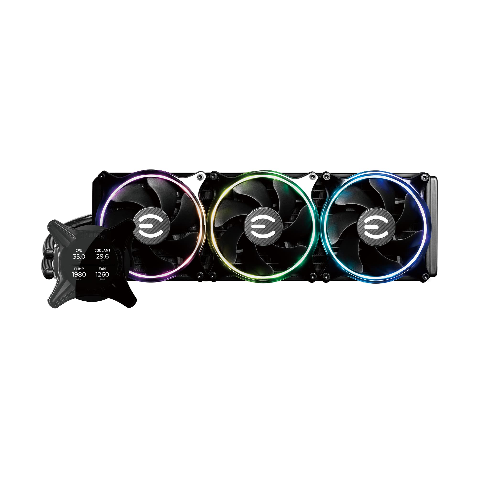 EVGA CLCx 360mm AIO Liquid CPU Cooler with LCD Display - 3x 120mm PWM ARGB Fans for Intel & AMD CPUs - 5 Year Warranty (400-HY-CX36-V1) - Perfect for Gaming PCs, Workstations, and High-Performance Cooling Solutions