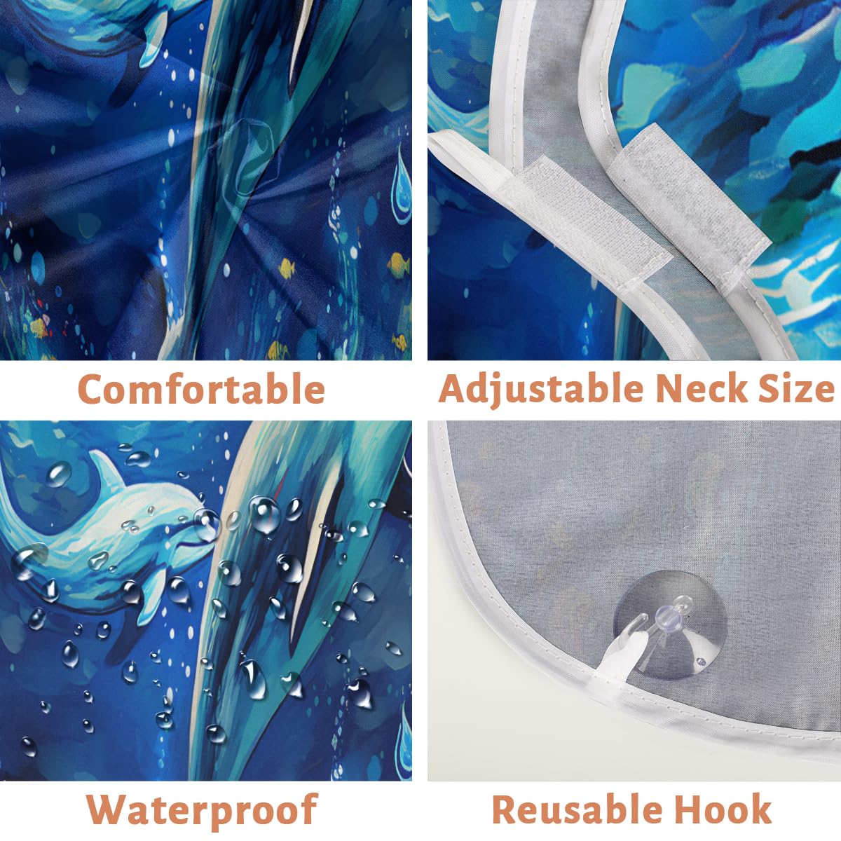 Dolphin Oil Painting Beard Shaving Bib for Men - Waterproof Makeup & Hair Dye Apron, Artist & Barber Cape for Haircut - Sink Hair Catcher & Beard Trimming Tool - Perfect for Salon, Home Grooming & DIY Hair Coloring