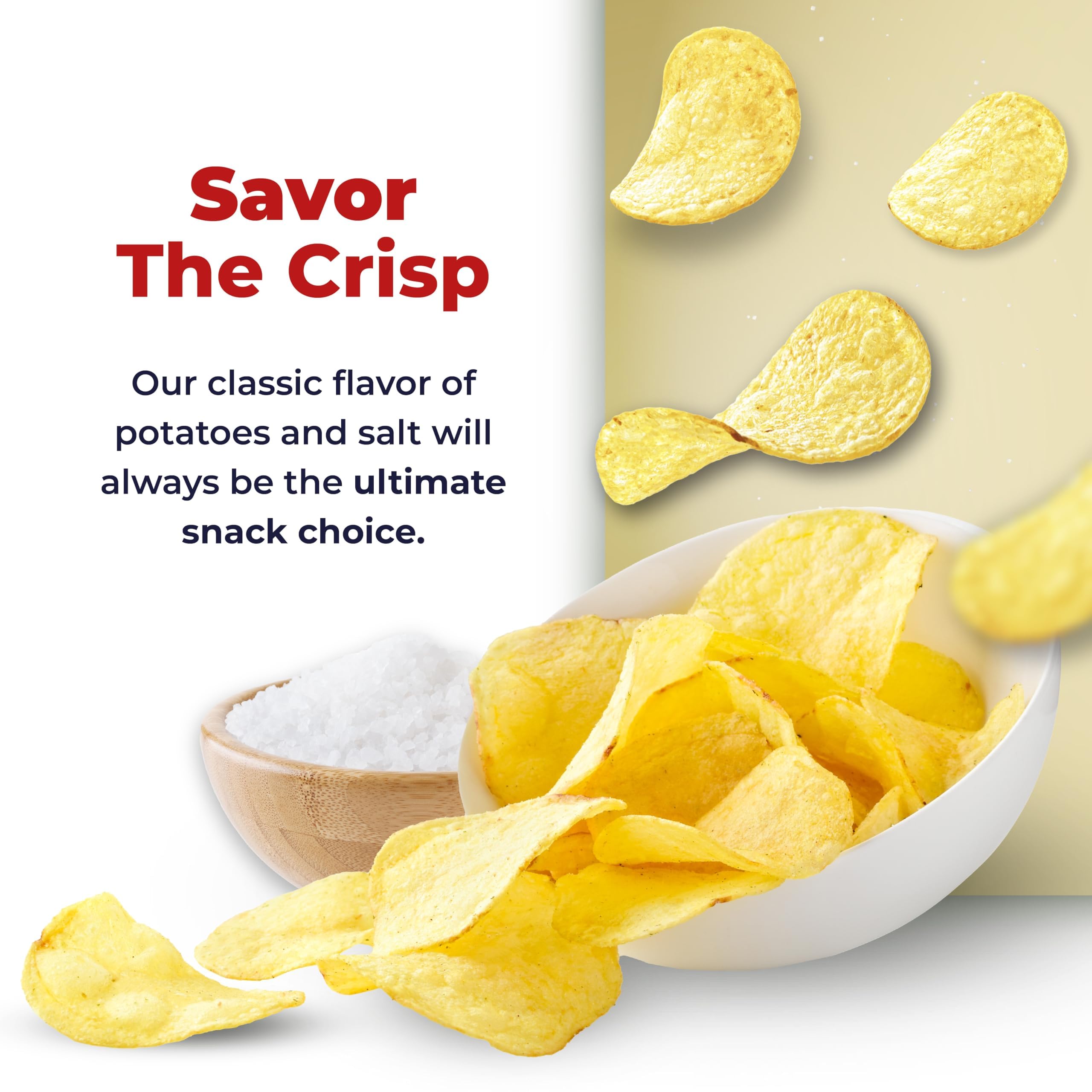 Classic Potato Chips for Men - Healthy & Salty Snacks with Only 2 Natural Ingredients - Non-GMO, Gluten-Free - Perfect for Lunch Boxes, Office Snacks, Road Trips & Game Nights (8oz Bag, Pack of 15)