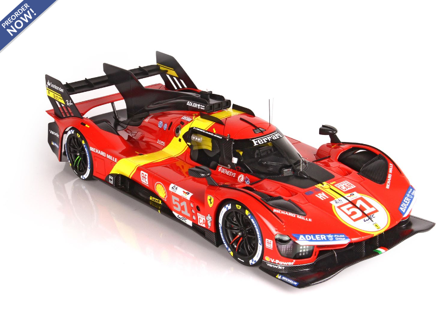 BBR Models 1:18 Scale Ferrari 499P #51 Le Mans 2023 Winner - Diecast Collectible Racing Car for Display & Gift Giving