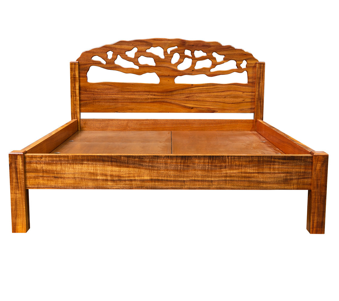 Premium Solid Koa Wood Bed Frame - Handcrafted Hawaiian Hardwood Bed for Master Bedroom, Guest Room & Luxury Home Decor