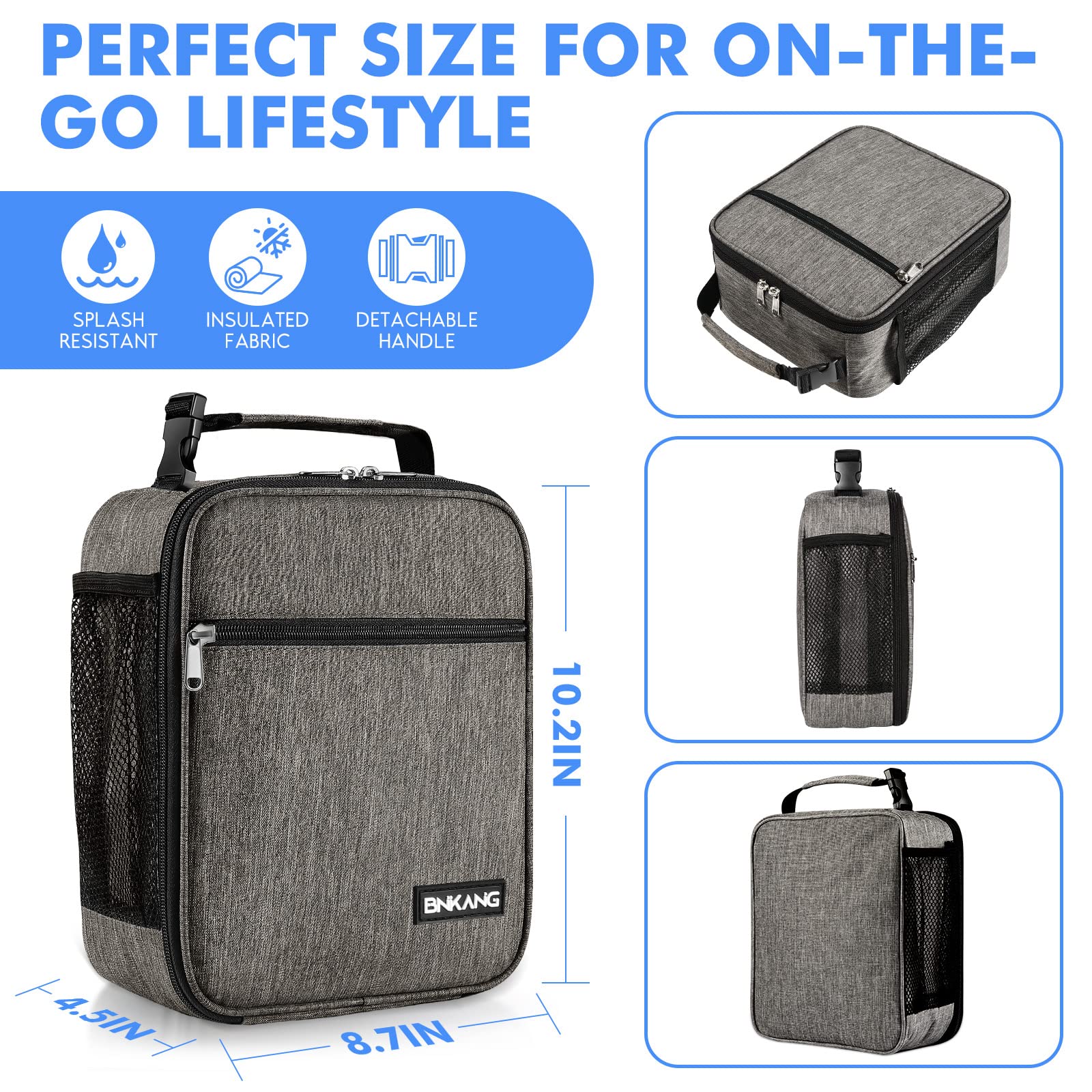 Insulated Lunch Box for Adults - Reusable & Durable Small Lunch Bag for Men & Women, Perfect for Work, School, Picnics & Outdoor Activities (Dark Gray)