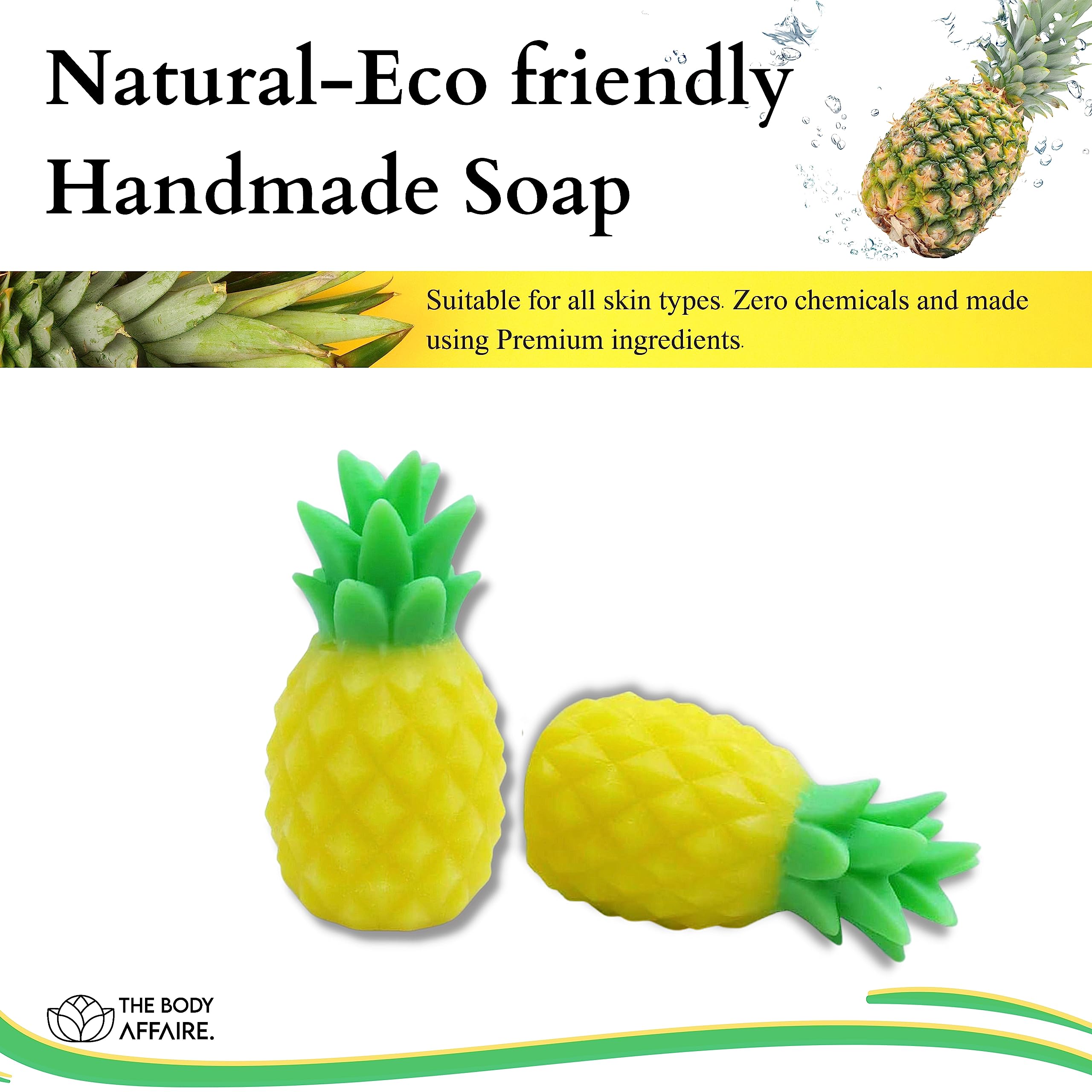 FORGANIK Handmade Pineapple Soap by The Body Affaire - 100g Natural, Organic & Vegan for Sensitive Skin - Perfect for Daily Cleansing, Gifts & Spa Relaxation