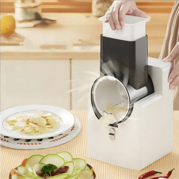 Multi-Functional Electric Slicer, Grater & Dicer - 3-in-1 Kitchen Appliance for Fast Food Prep, Perfect for Salads, Cheese & Veggies