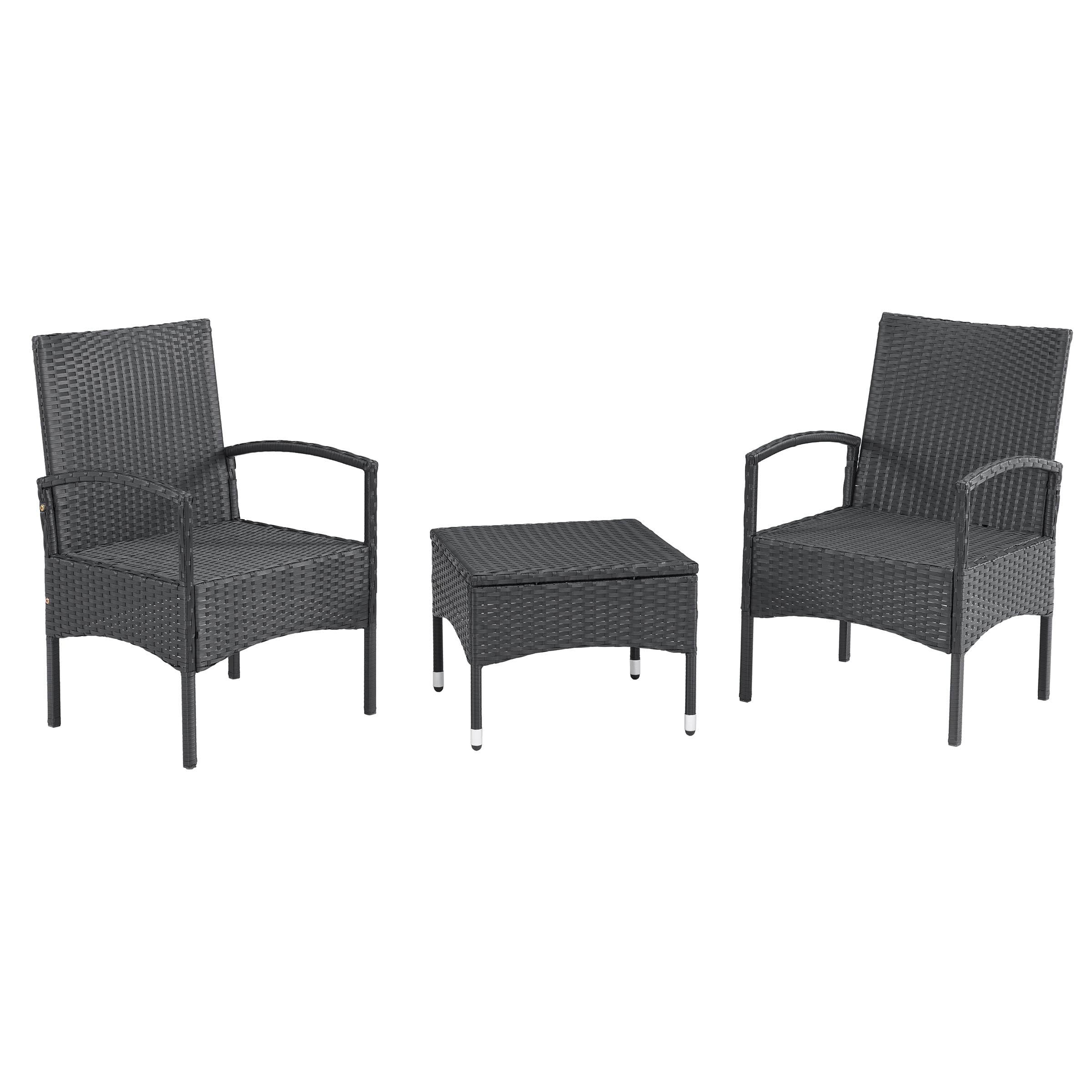 Premium Gray Outdoor Patio Set - 3-Piece Rattan Furniture Combo with 2 Chairs & Table for Deck, Balcony, Porch | Durable Weather-Resistant Wicker Seating for Backyard, Garden & Poolside Relaxation