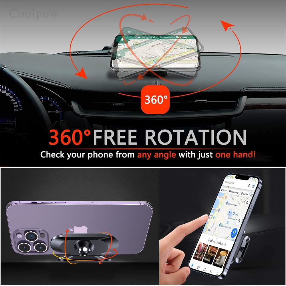 Super Strong Magnetic Phone Holder for Car - 360° Rotatable Universal Dashboard Phone Mount for iPhone, Samsung & All Smartphones | Secure & Hands-Free Driving Accessory