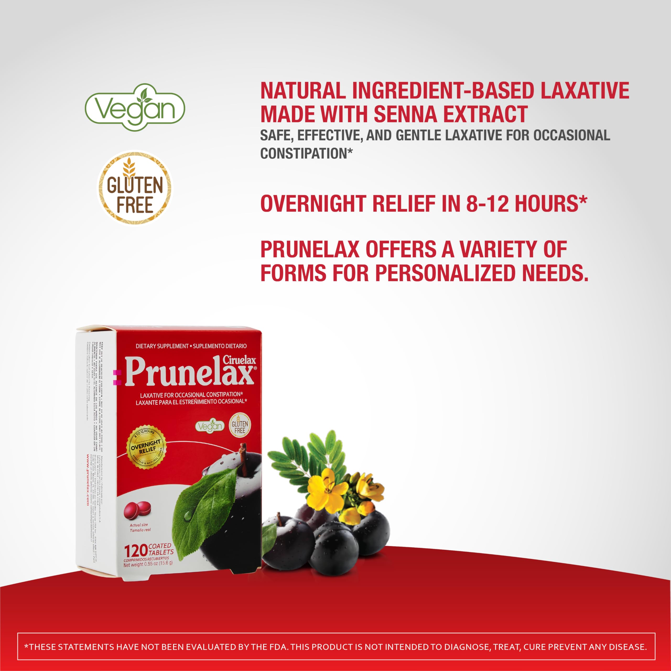 Prunelax Ciruelax Regular Strength Laxative Mini Tablets - 120 Count | Overnight Relief for Occasional Constipation | Senna Extract, Vegan & Gluten-Free Formula | Gentle Digestive Support | Perfect for Travel, Post-Surgery Recovery & Daily Wellness