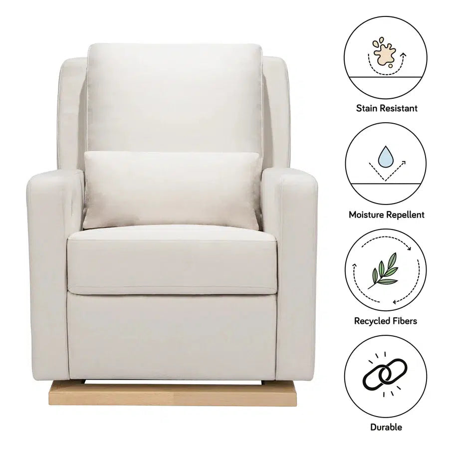 Babyletto Sigi Electronic Glider and Recliner Chair - Cream Eco Weave Performance Fabric for Nursery, Breastfeeding & Relaxation | Modern Rocking Chair for Baby Room