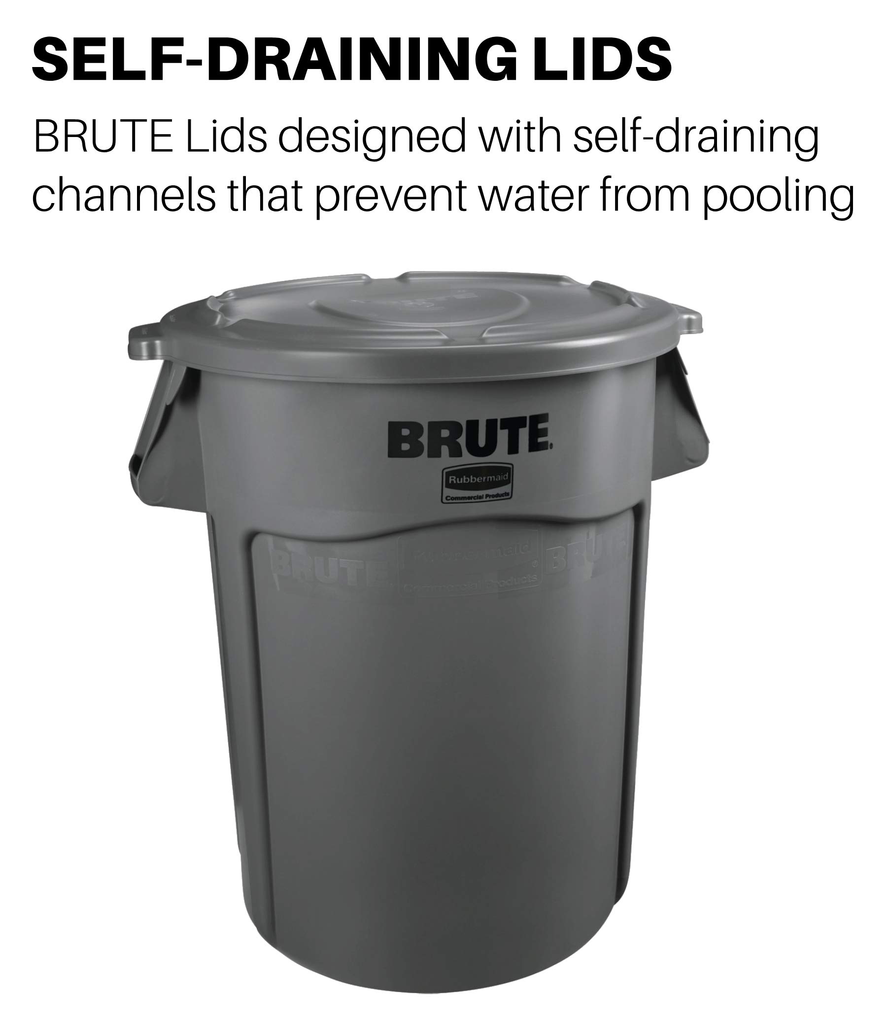 Rubbermaid Commercial FG263100RED BRUTE 32-Gallon Heavy-Duty Round Trash Can with Lid - Durable Utility Waste Container for Home, Office & Outdoor Use - Red