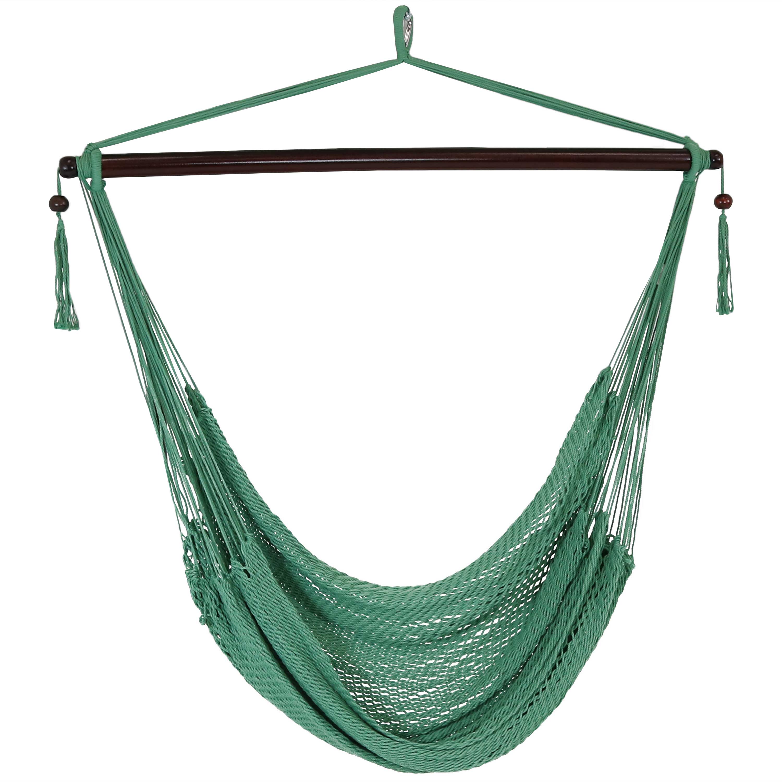 Sunnydaze Extra Large Hanging Caribbean Hammock Chair - Durable Outdoor Swing for Patio, Garden, Backyard & Poolside Relaxation