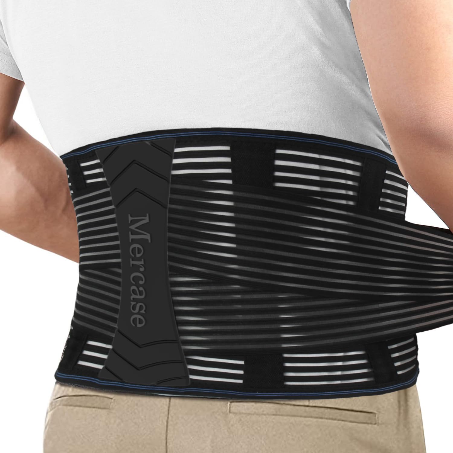 Breathable Lower Back Brace for Pain Relief - Lumbar Support Belt for Herniated Disc & Sciatica - Adjustable Back Support with 4 Stays (Size L 33.5-45.2