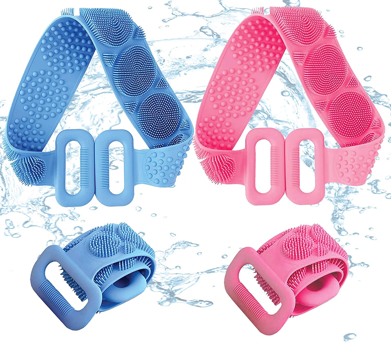 GEUNPA All-in-One Back Body Scrubber with Long Handle & Wall Mount - Exfoliating Shower Brush for Deep Cleansing, Dead Skin Removal - Perfect for Bath, Spa, and Daily Hygiene Routine