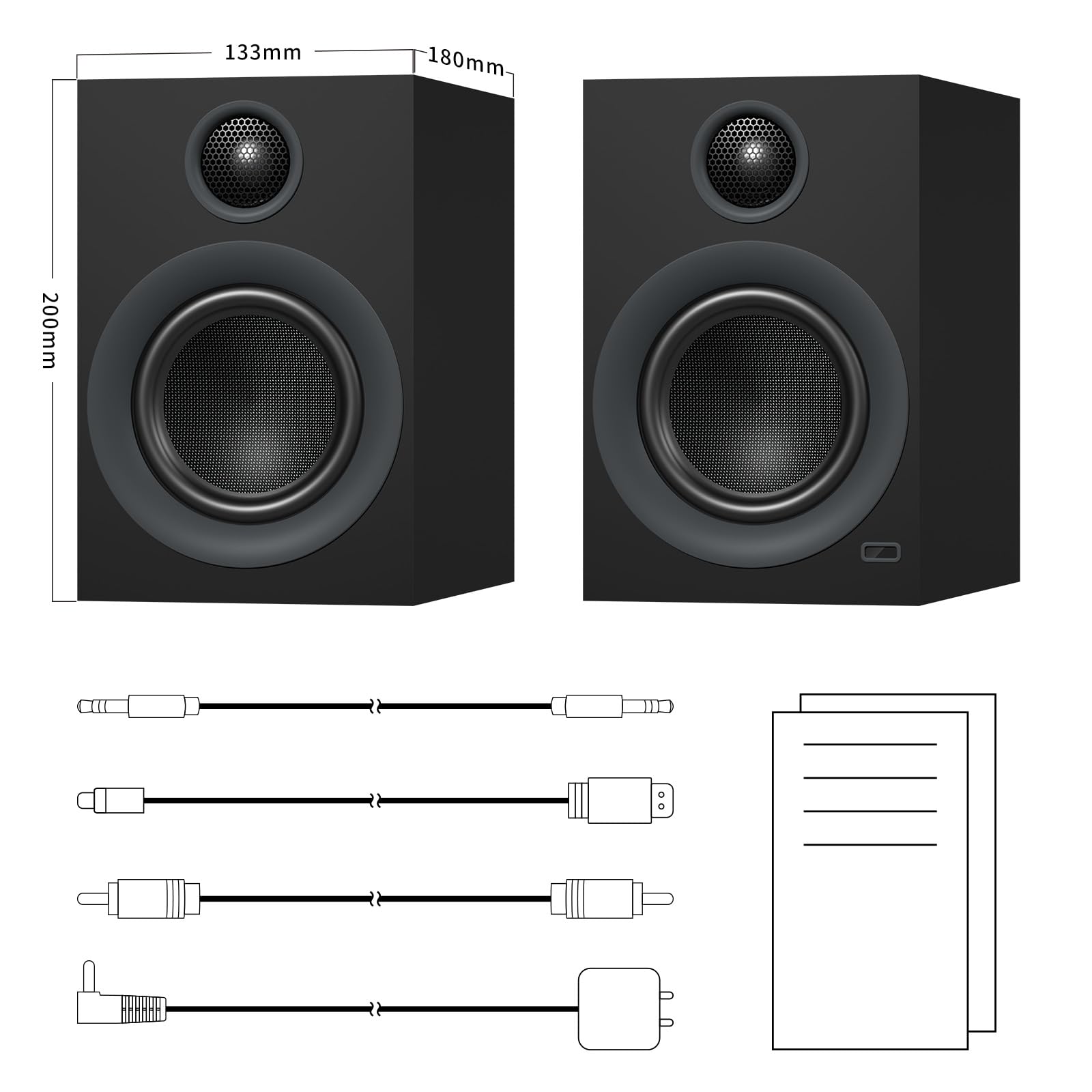 Premium Bluetooth Bookshelf Speakers - 75W Powered Active Stereo Speakers with 4