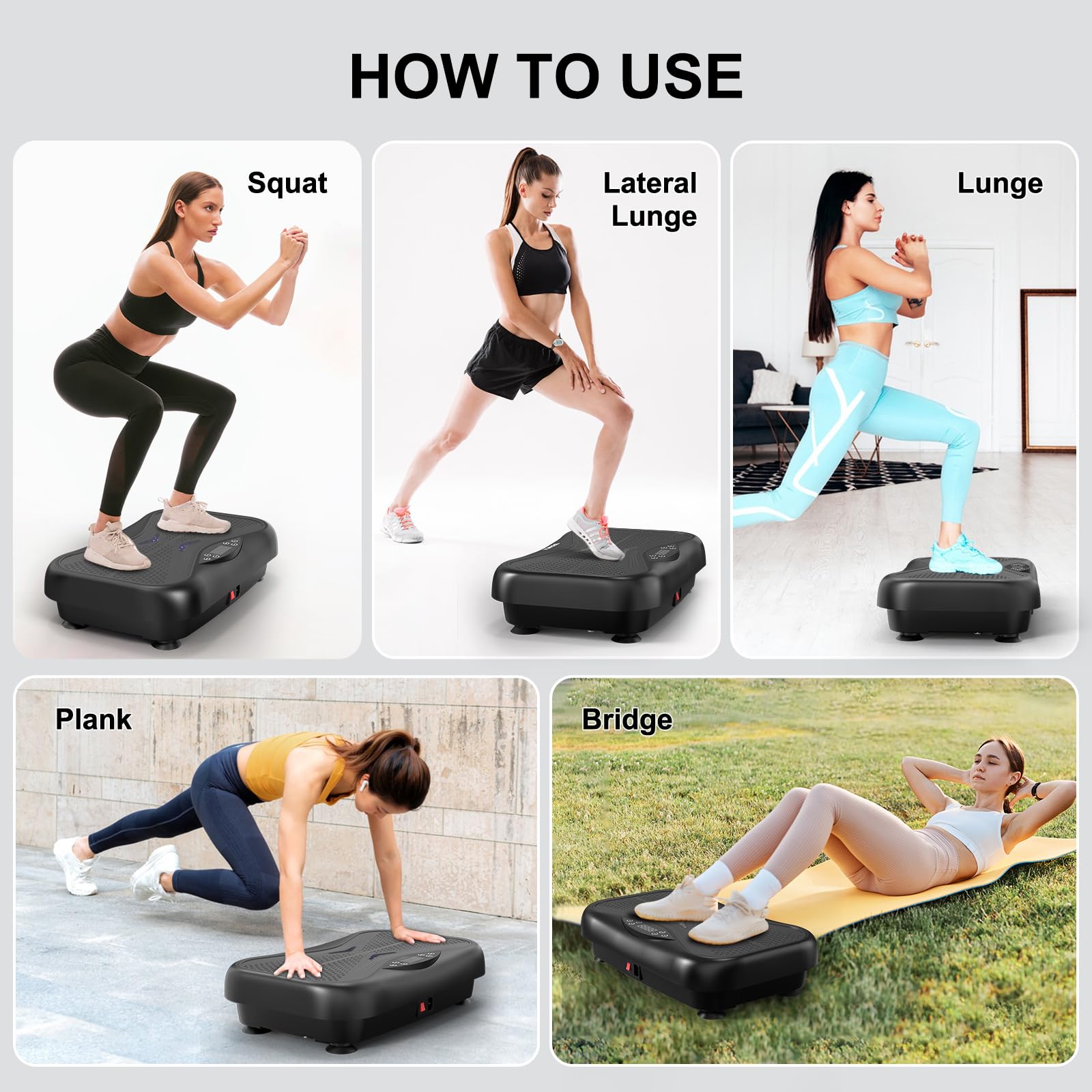 DERACY 3D Vibration Plate Exercise Machine - Full Body Workout Platform with Resistance Bands for Weight Loss, Toning & Fat Burning | Home Gym Fitness Equipment for Women & Men