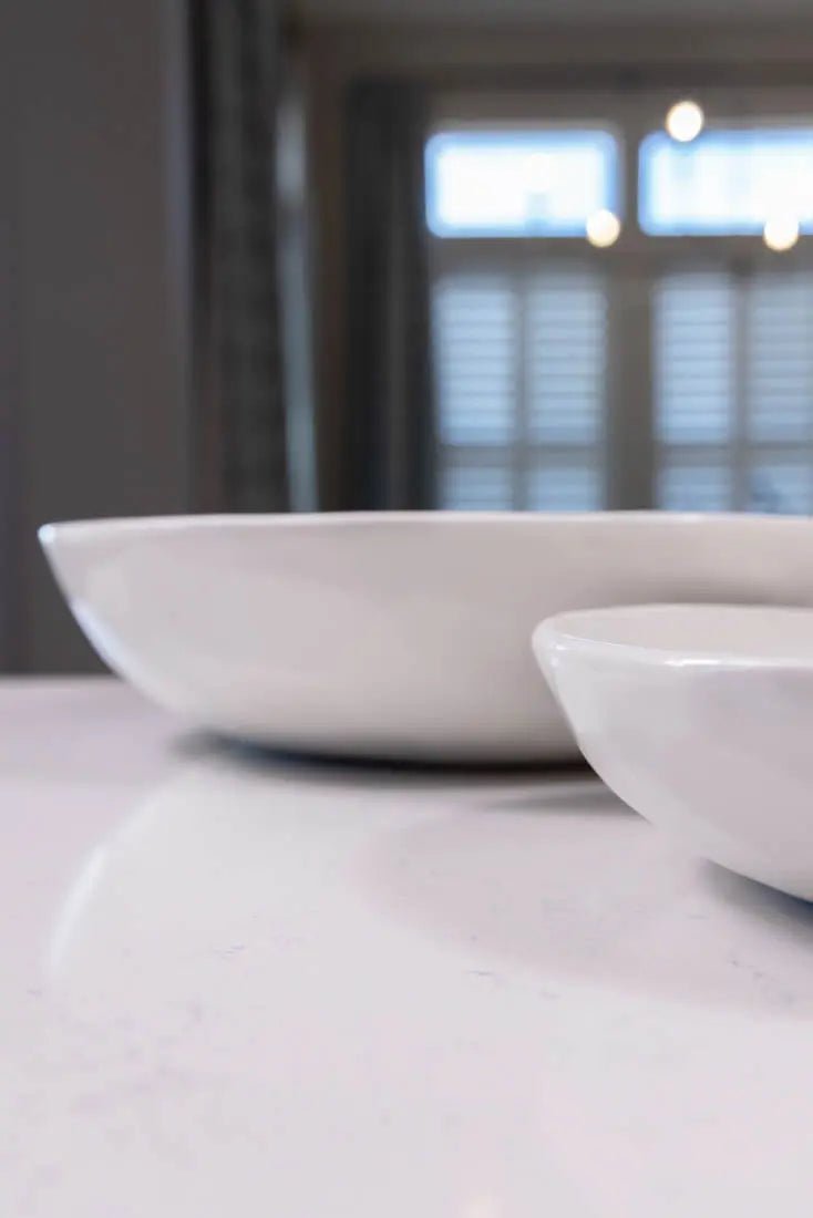 XXL & Large Chic White Porcelain Thumped Serving Bowls Set of 2 (#45 & #46) - Big Bowl Series for Soups, Salads, Pasta & Entertaining