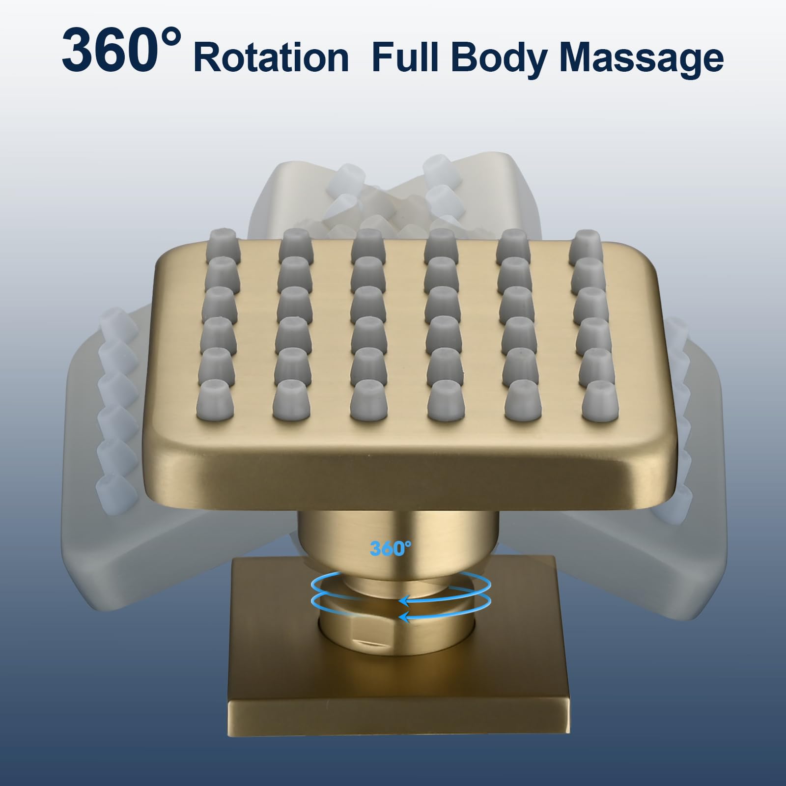 Premium Solid Brass Square Shower Body Spray Jets - High Pressure Wall Mount Shower Massage Jets (6PCS, Brushed Gold) for Luxury Bathroom & Spa Experience - Perfect for Relaxation & Hydrotherapy