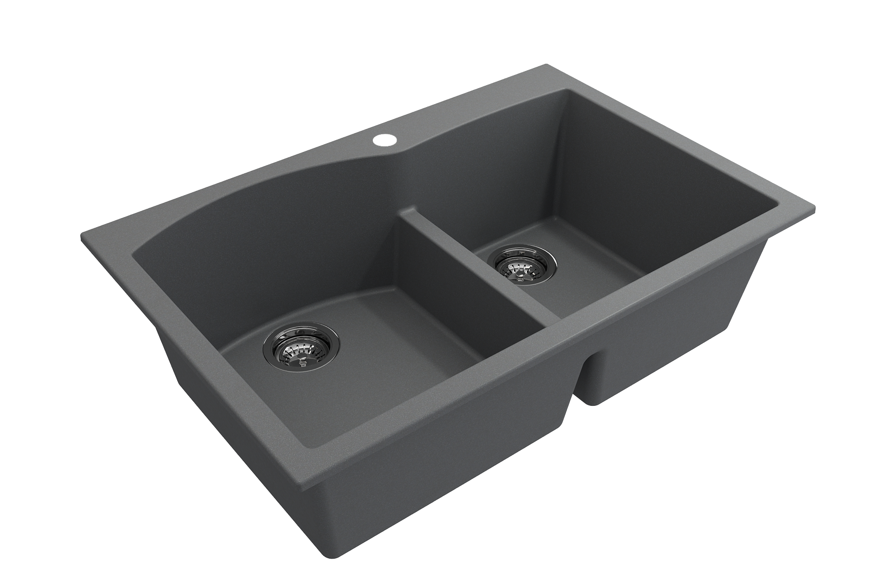 Bocchi 33 Dual Mount Granite Composite 60/40 Double Bowl Kitchen Sink in Concrete Gray - Perfect for Modern Farmhouse & Industrial Style Kitchens