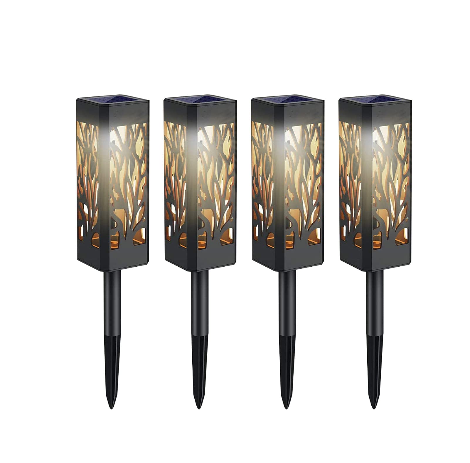 NUZYZ 4Pcs Solar Landscape Lights - Waterproof Hollow Design for Patio, Lawn & Courtyard Decor | Outdoor Solar Garden Lighting for Home & Yard