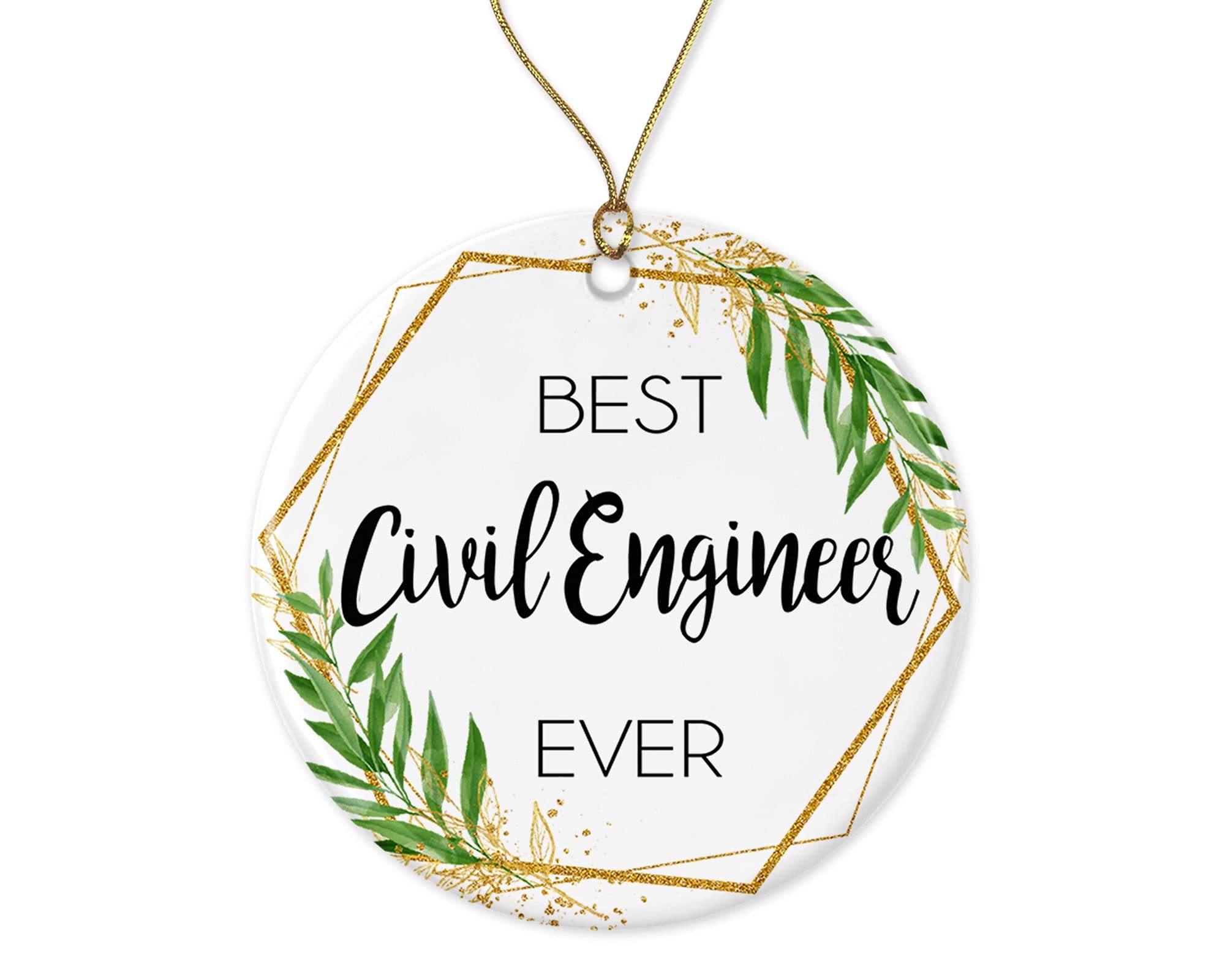 Civil Engineer Christmas Ornament - Ceramic Round Hanging Decoration for Tree | Perfect Gift for Engineers & Construction Professionals | Holiday Home Office Decor