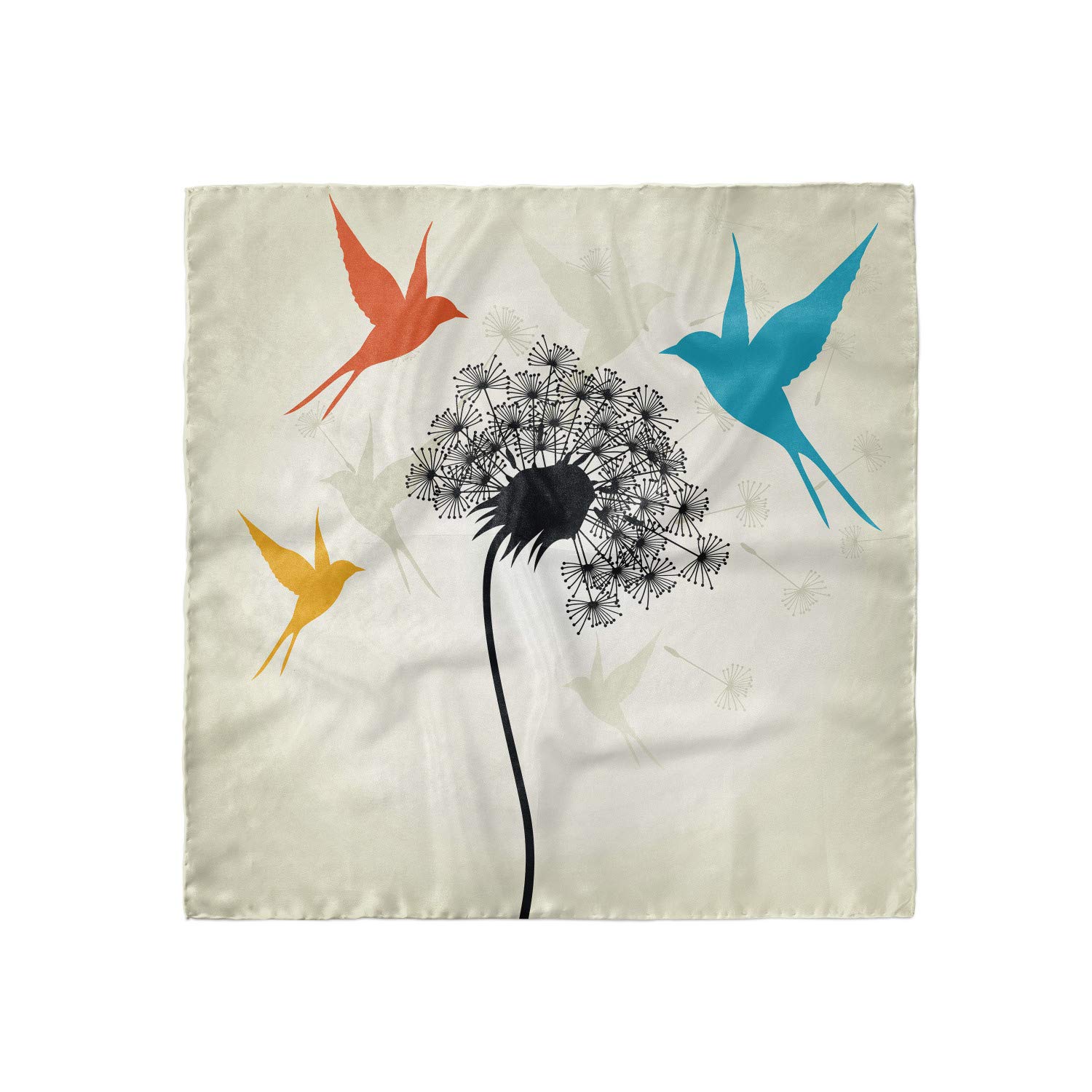 Ambesonne Birds Hair Scarf - Floral and Fauna Pattern Head Wrap for Women - Boho Style Hair Accessory for Outdoor, Beach, and Casual Wear