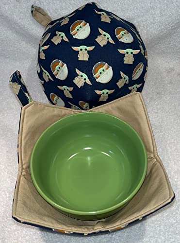Star Wars Mandalorian Grogu Microwave Bowl Cozy - Cute Baby Yoda Bowl Cover for Safe Heating - Perfect for Soup, Oatmeal & Leftovers