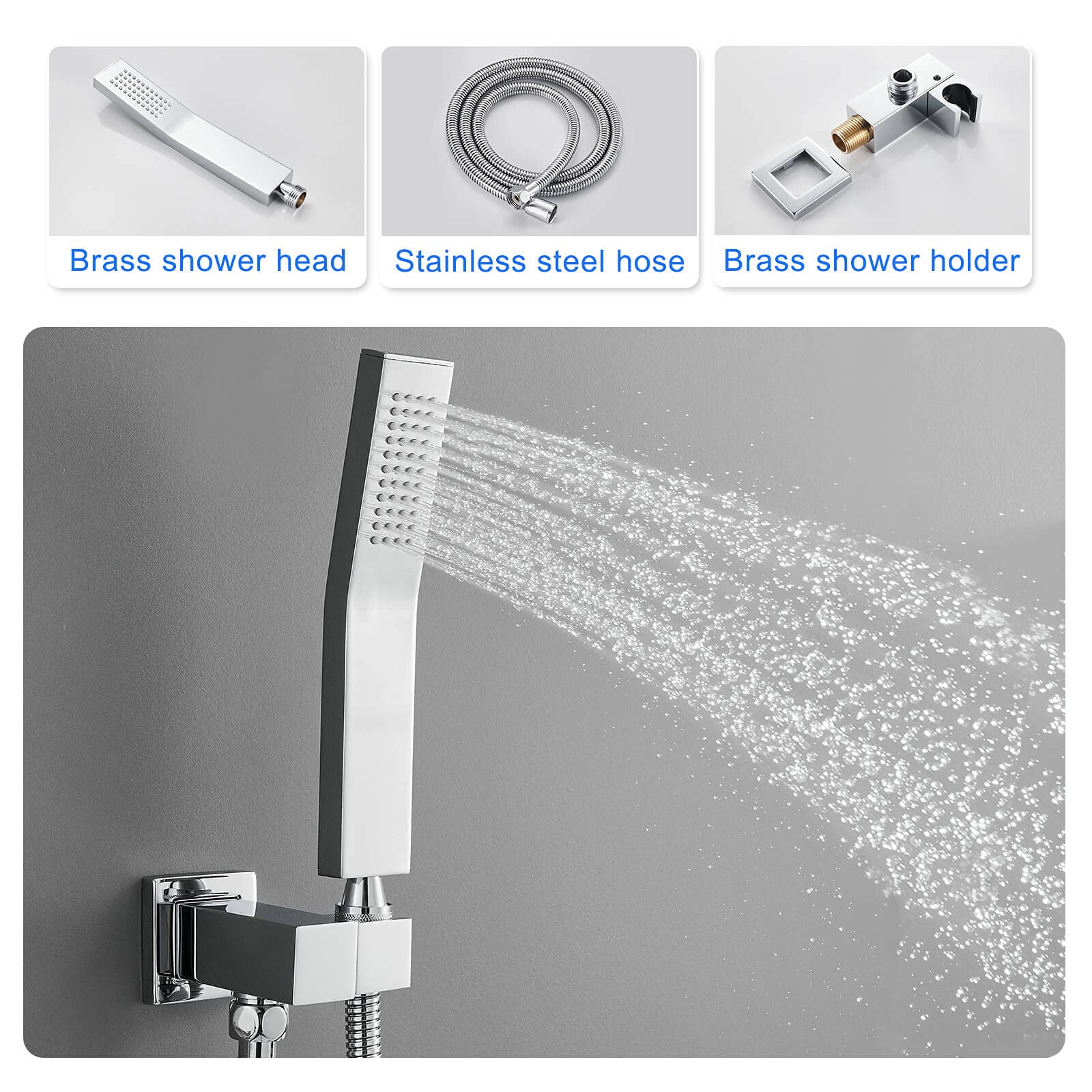 ROVOGO All Metal Bathtub Shower Faucet Set - 10 Inch Square Rain Shower Head with Handheld Sprayer, Tub Spout & Valve Trim Kit in Chrome Finish | Perfect for Bathroom Renovation & Luxury Spa Experience