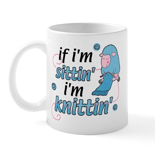 White - Knitting Sitting Sheep Mug