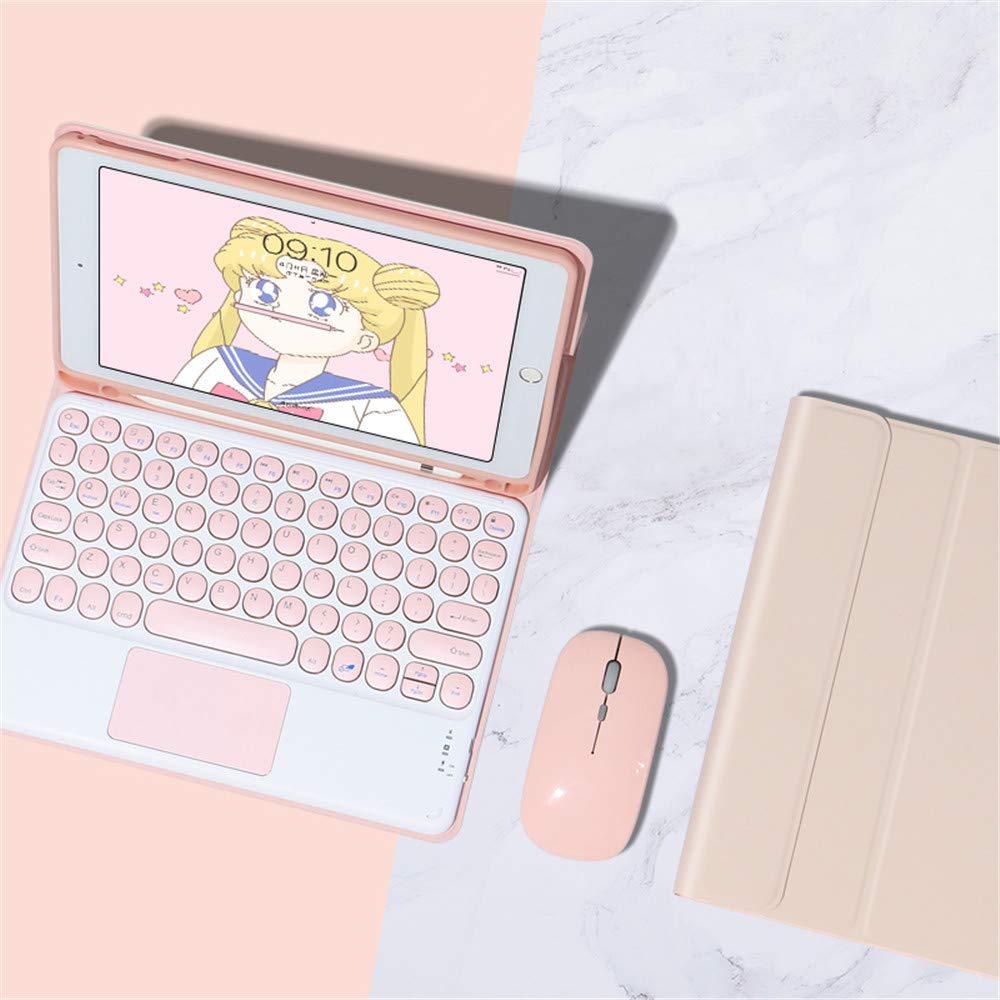 Slim Magnetic Bluetooth Keyboard Case for iPad Pro 10.5/Air 3 with Touchpad & Mouse - Detachable Round Keys, Built-in Pencil Holder, TPU Protective Cover (Pink) - Perfect for Work, Study & Travel
