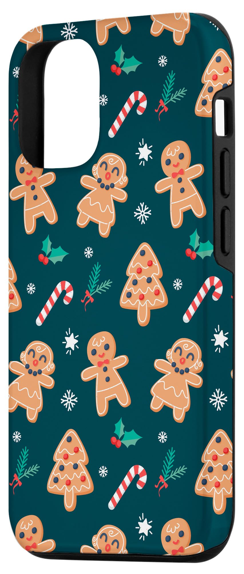 iPhone 12/12 Pro Christmas Phone Case - Festive Gingerbread Man & Candy Cane Design | Holiday Gift, Winter Protection, Party Accessory