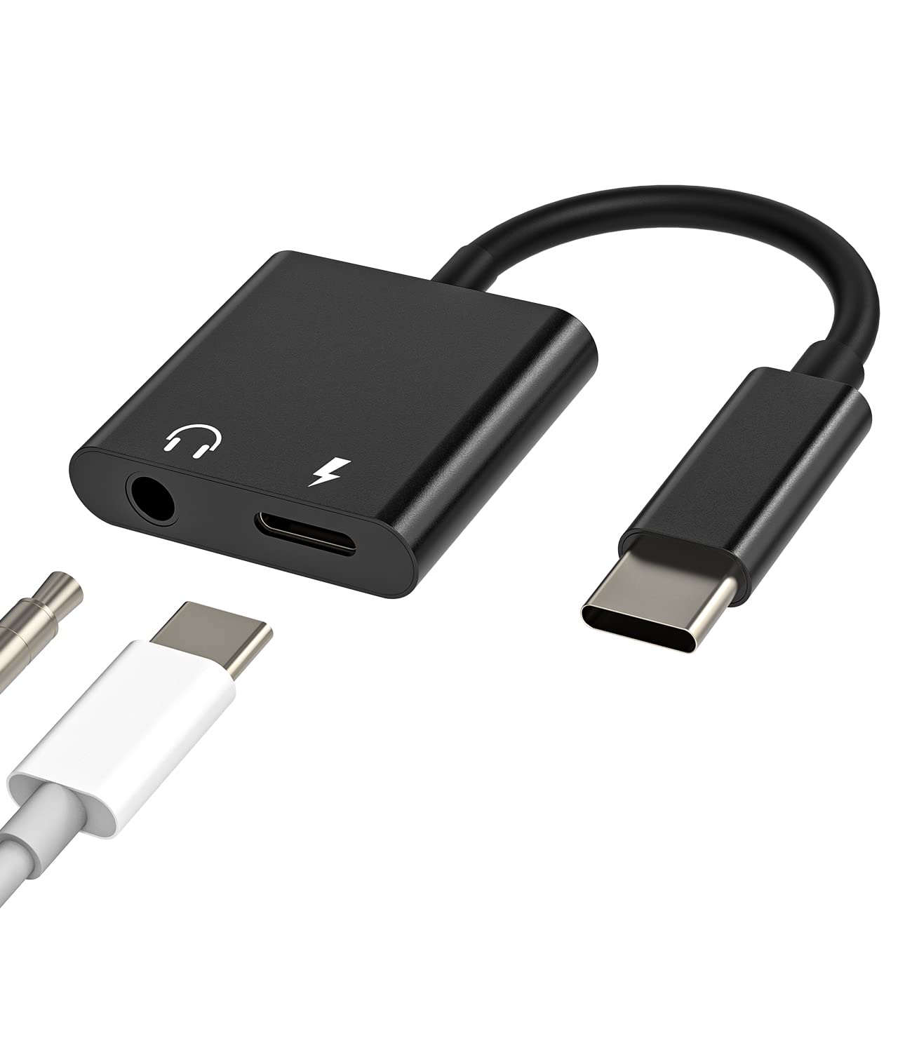 USB-C to 3.5mm Headphone Jack Adapter with DAC & Charging Port - 2-in-1 Type C Audio Dongle for Samsung Galaxy S20/S21/S22/Note10/S9, iPad Pro/Air 4 (2020/2021) - Perfect for Music Streaming & Simultaneous Charging