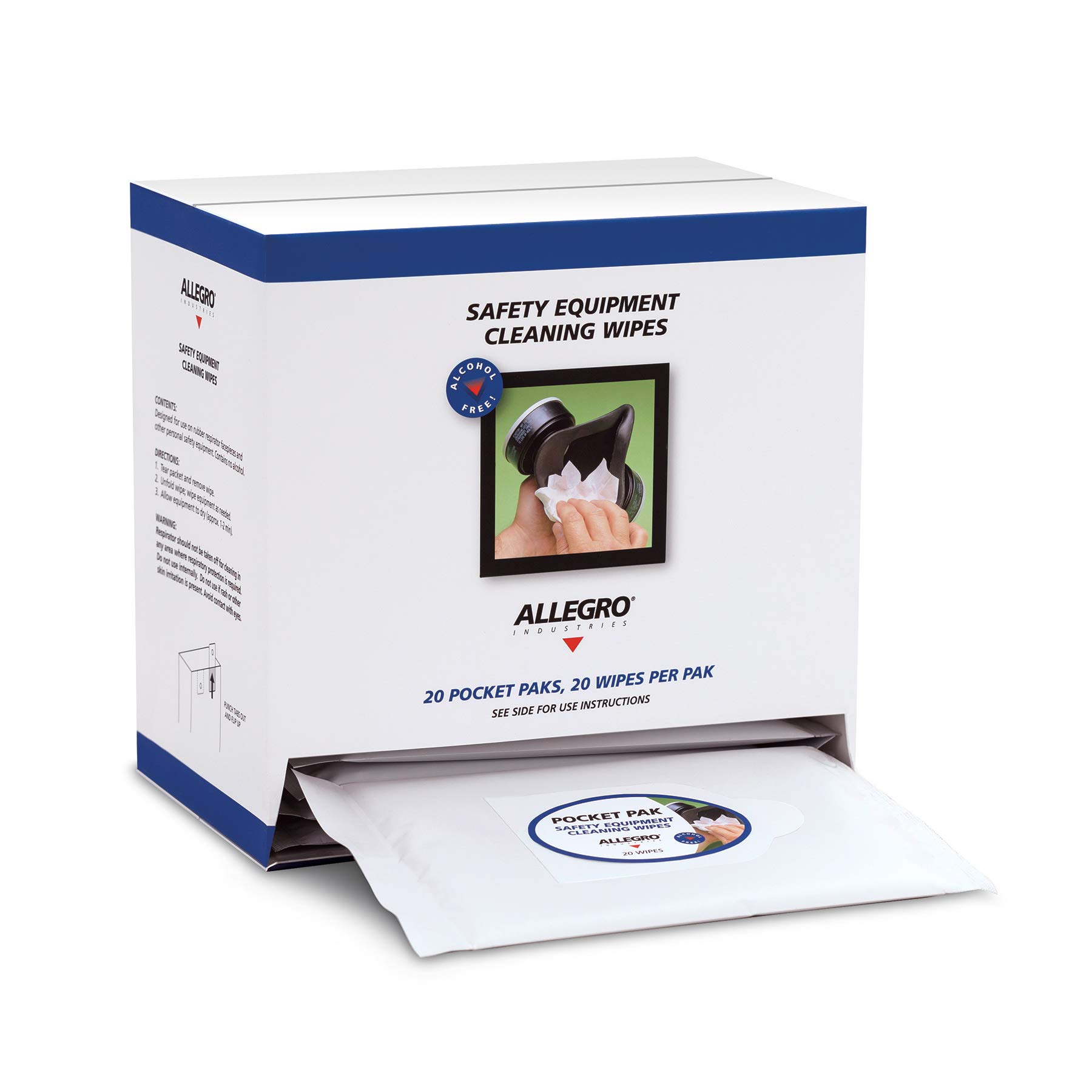 Alcohol-Free Respirator Cleaning Wipes - Pocket Pak Dispenser Box (20 Wipes/Pak, 20 Paks/Box) | Gentle Sanitizing for Masks & Face Coverings | Perfect for Travel, Work & Daily Protection