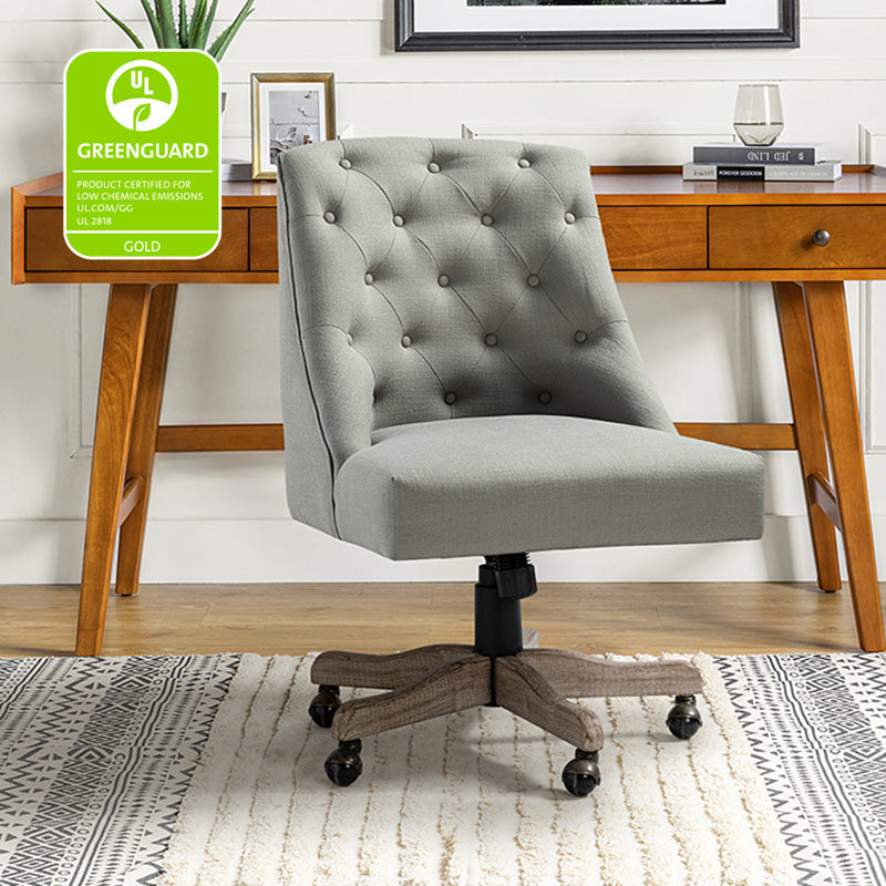 Estelle Upholstered Tufted Office Chair - Ergonomic Desk Chair with Lumbar Support for Home & Office Workspace | Comfortable Computer Chair for Long Hours Sitting