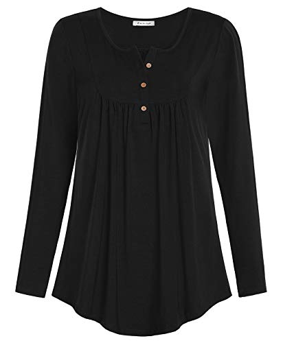 Esenchel Women's Long-Sleeve Flowy Tunic Blouse Top for Leggings - Stylish Casual & Work Wear, Perfect for Office, Date Night and Everyday Outfits