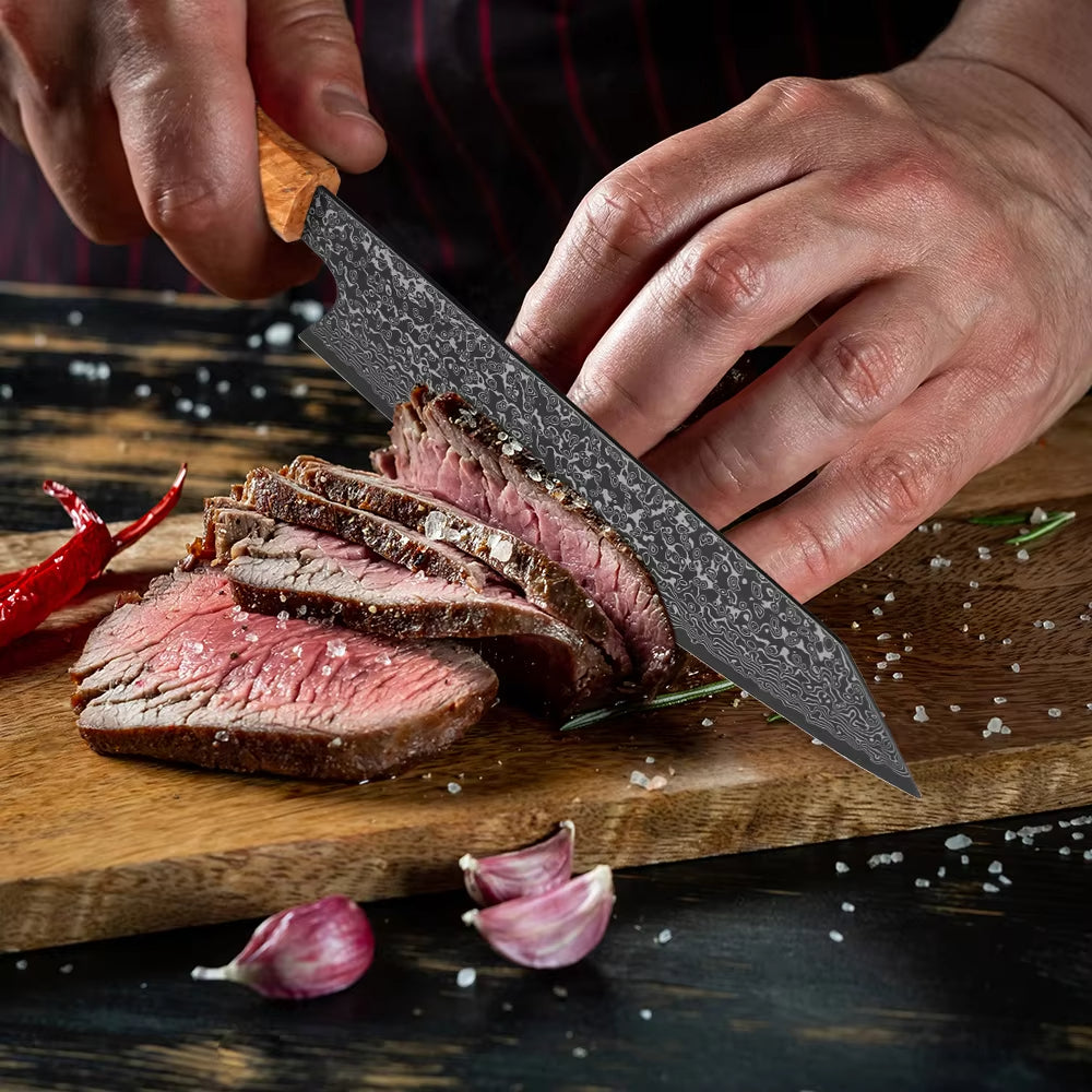 Premium Serene Chef Knife - Exotic Olive Wood Burl & Resin Handle - Professional Kitchen Knife for Cooking, Slicing & Food Prep - Perfect Gift for Chefs & Home Cooks