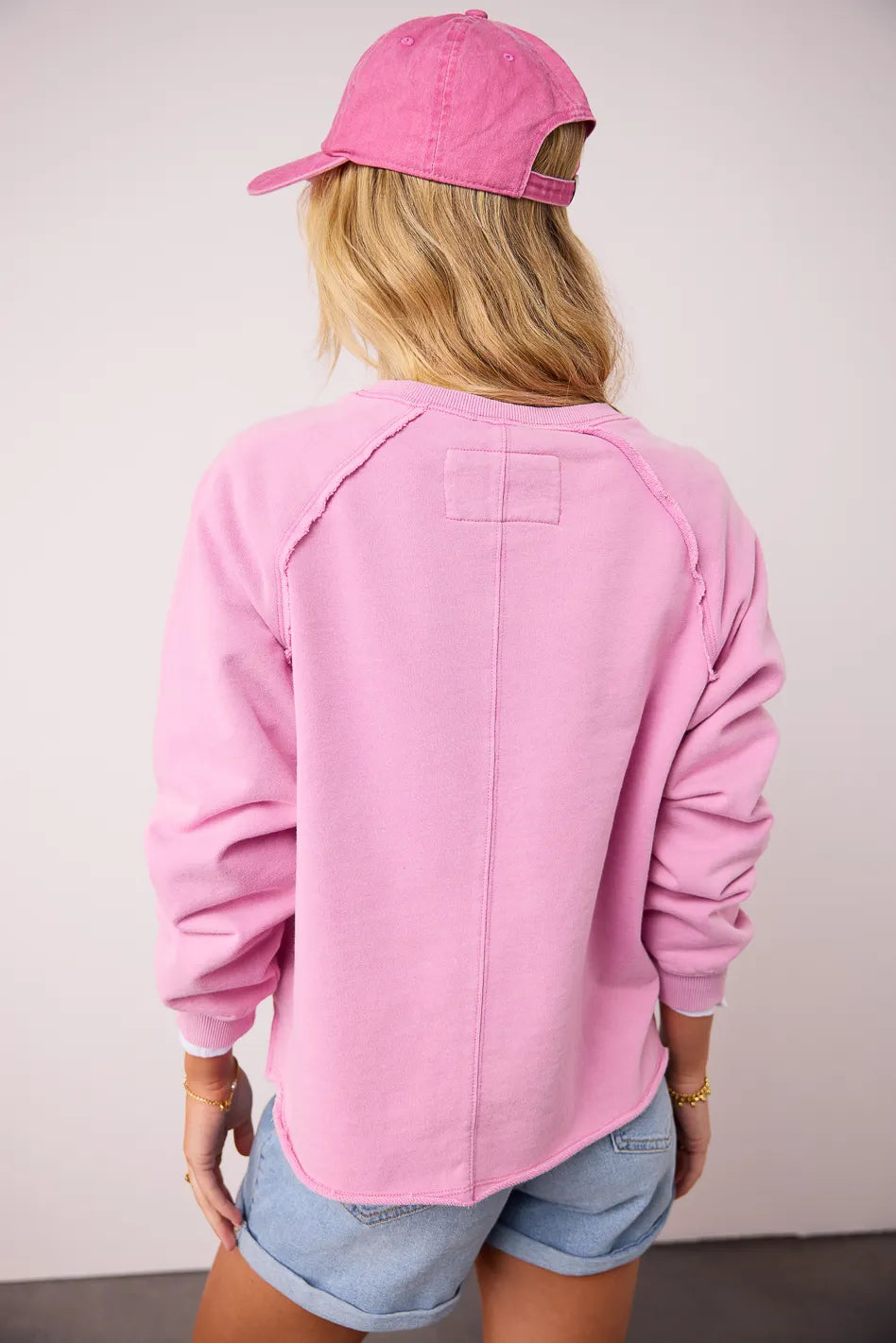 Exposed Seam Pink Sweatshirt for Women | Cozy Oversized Pullover | Perfect for Casual Wear, Lounge & Street Style | FINAL SALE