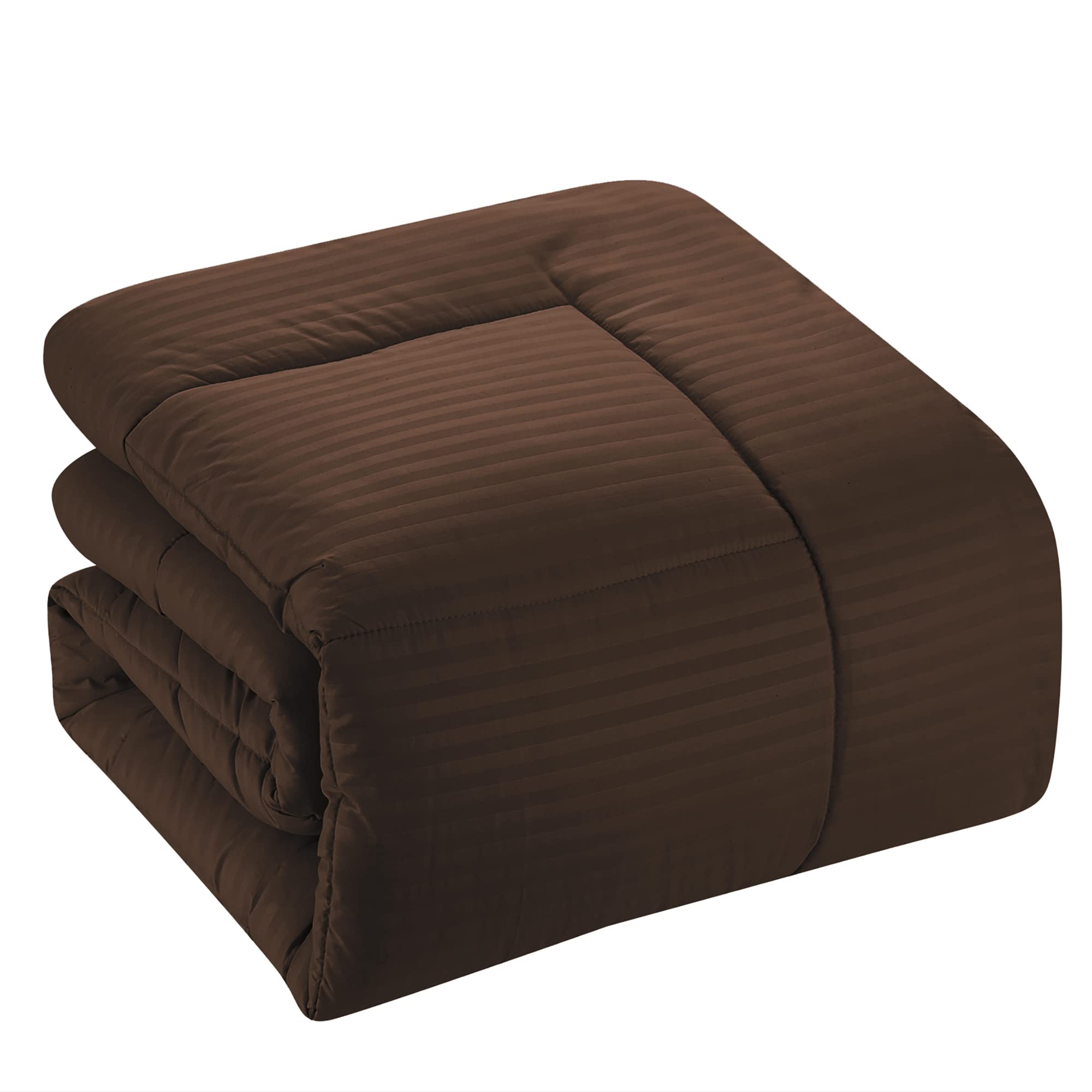 8-Piece Queen Comforter Set - Bed in a Bag with Bed Skirt, Fitted Sheet, Flat Sheet, 2 Pillowcases & 2 Shams - Dobby Chocolate Pattern - Perfect for Master Bedroom, Guest Room & Dorm Decor