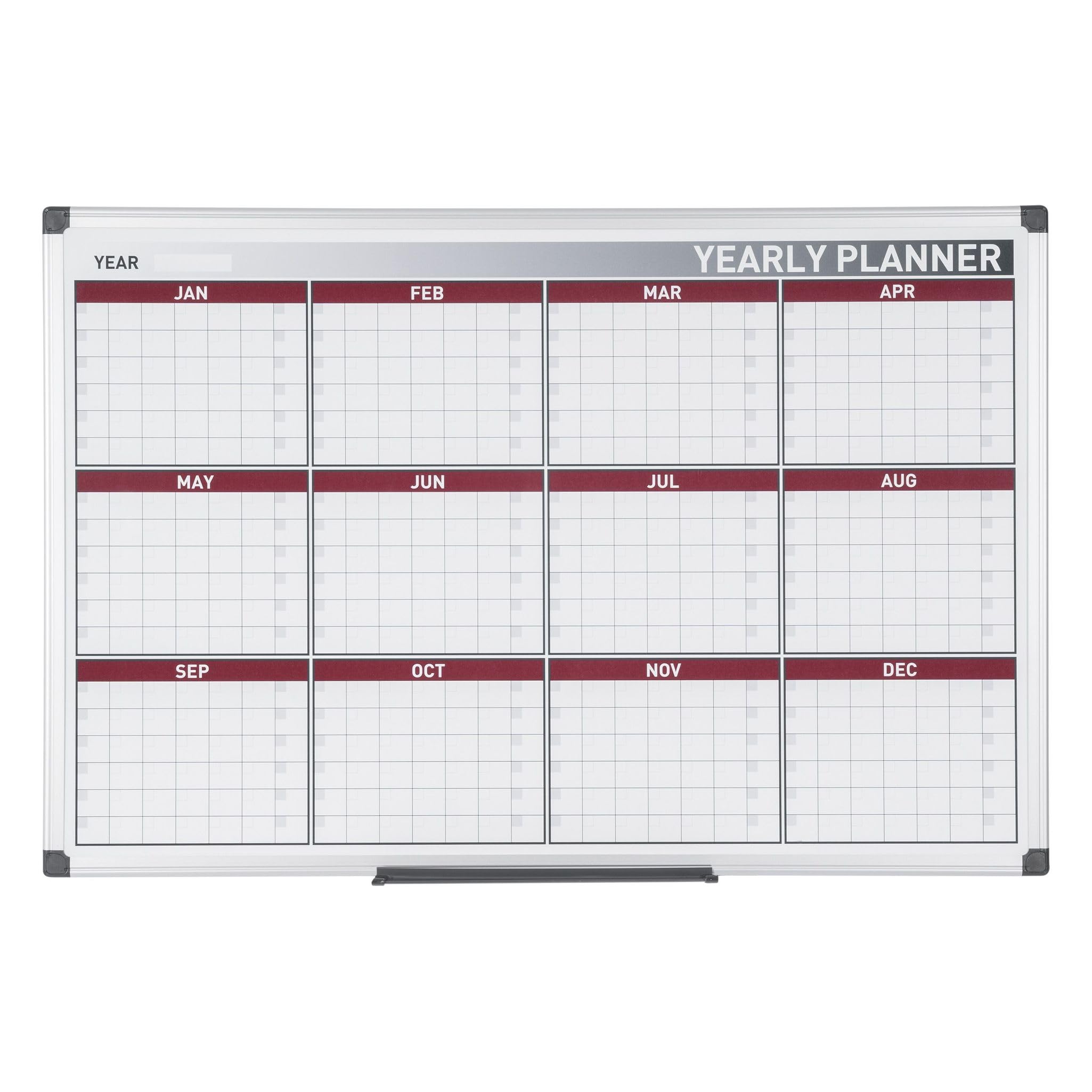 Mastervision Magnetic 12-Month Dry Erase Calendar Whiteboard - 24